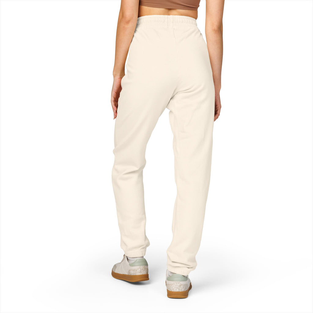 Ember Crest Sweatpants — Garment-Dyed Fleece Joggers with Sun Emblem