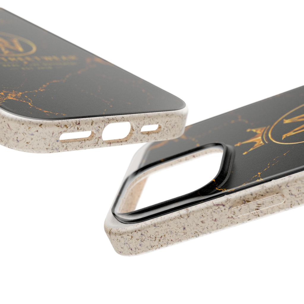 Biodegradable Phone Case — Black Marble MW Streetwear Logo, Eco-Friendly Protective Cover