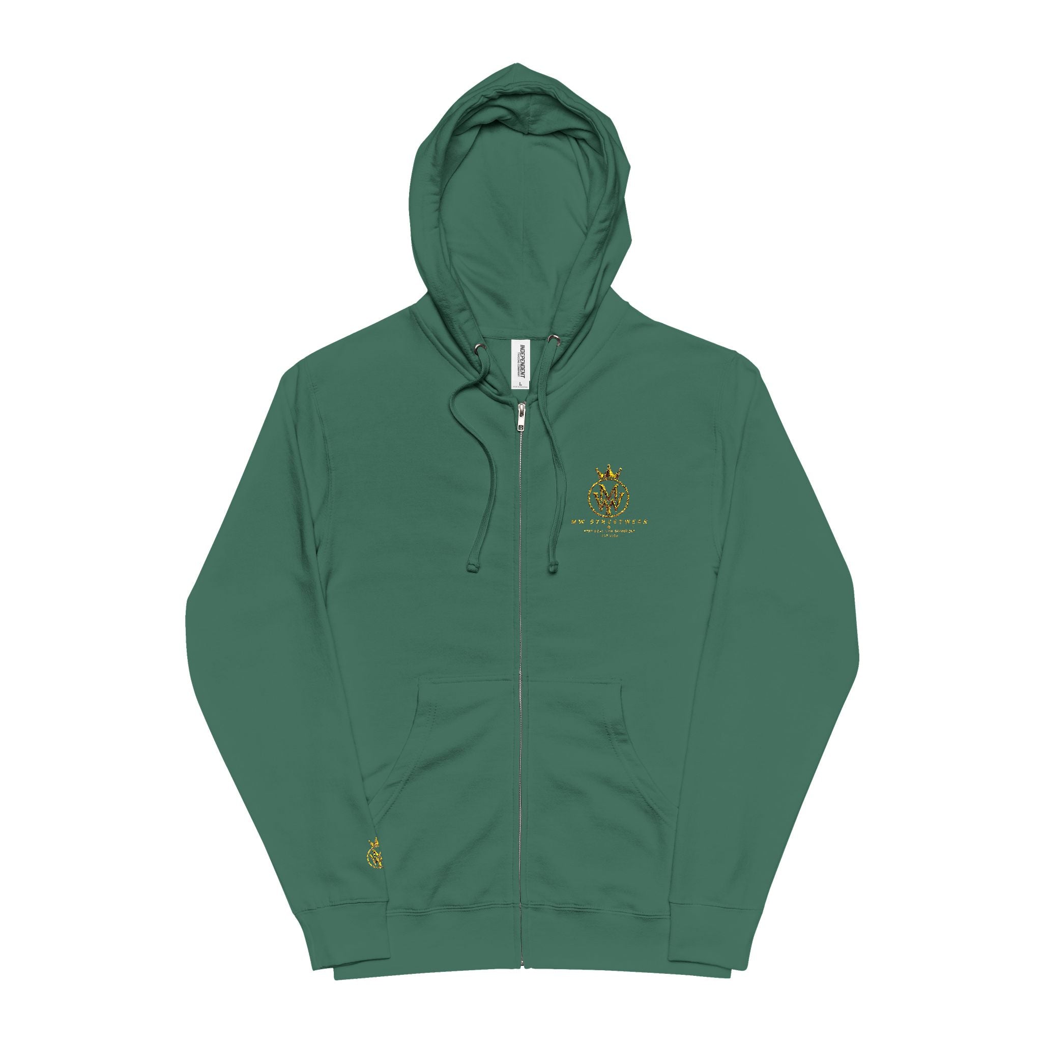 Zip-Up Hoodie — Small Gold Floral Chest Emblem