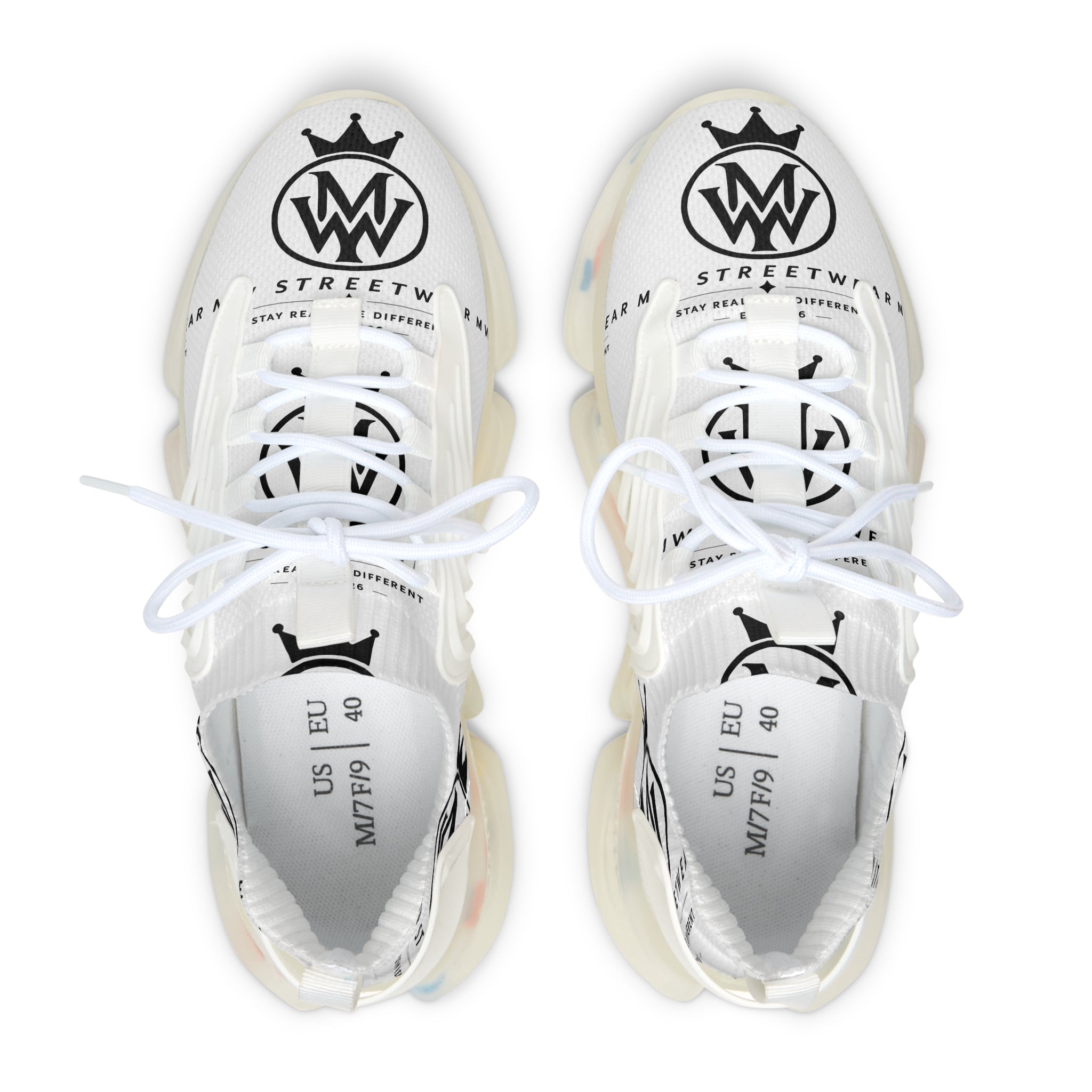 White Mesh Streetwear Sneakers – Women's Lightweight Logo Trainers