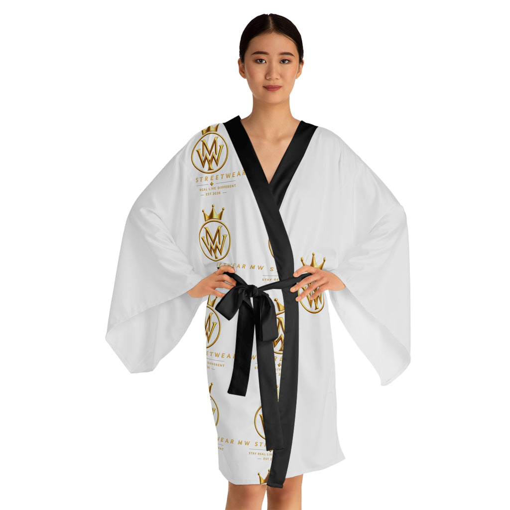 Gold Crown Monogram Kimono Robe — Luxury All-Over Print Relaxed Robe