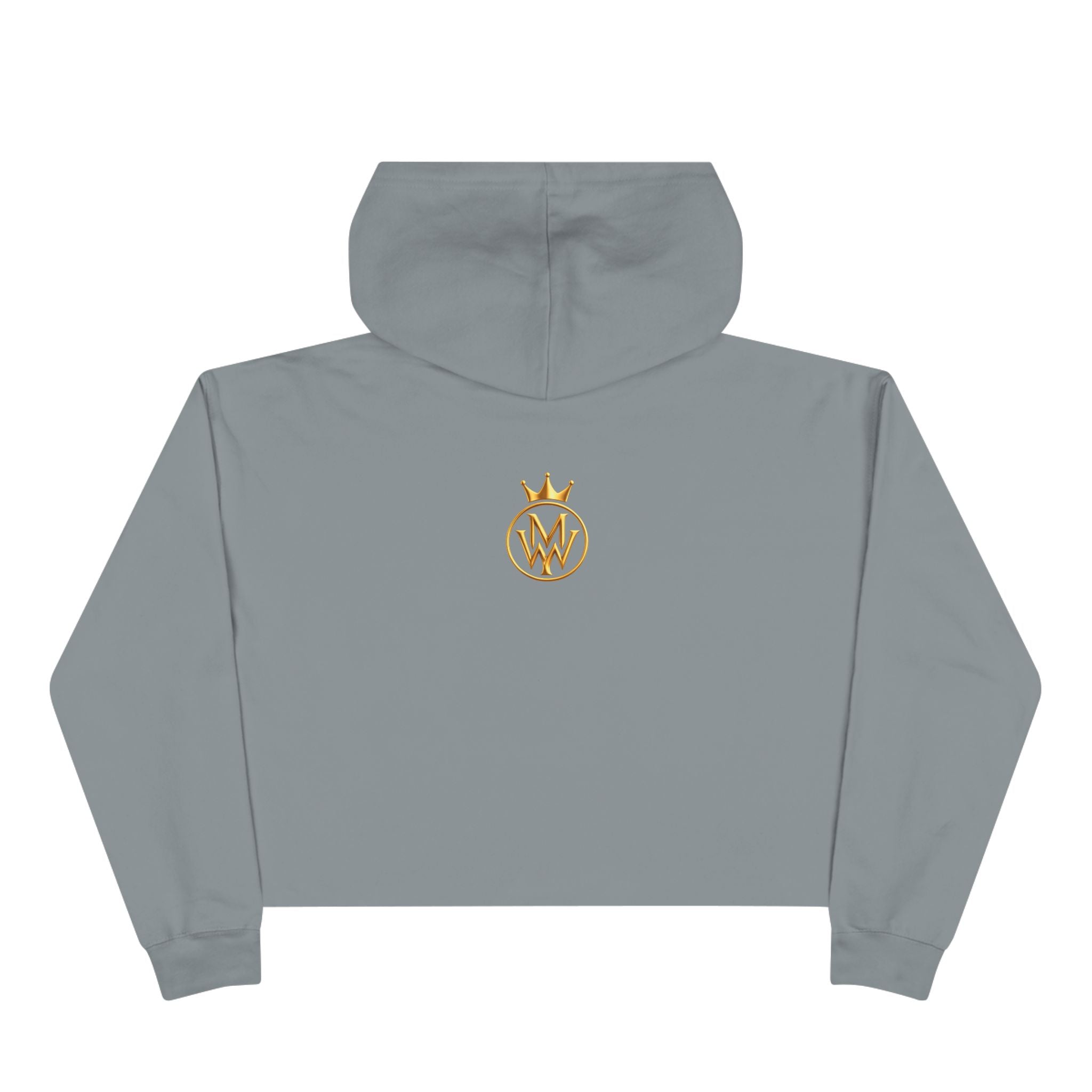 Cropped Hoodie — Minimal Gold Crown Logo with Green Heart