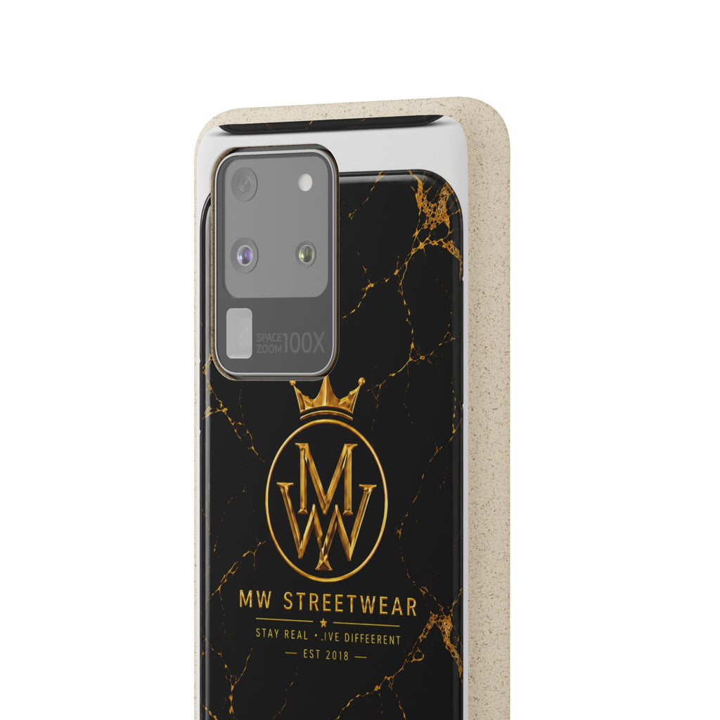 Biodegradable Phone Case — Black Marble MW Streetwear Logo, Eco-Friendly Protective Cover