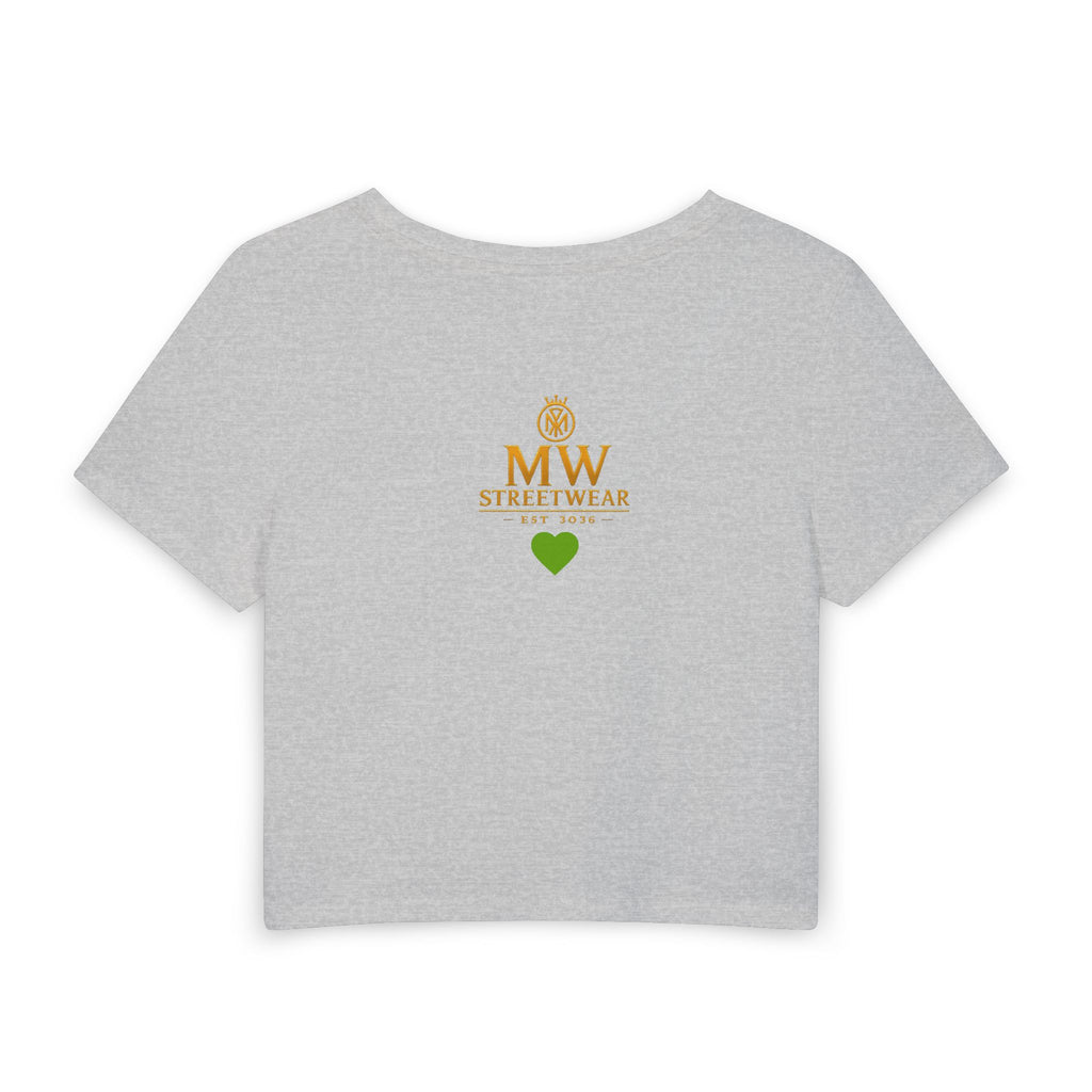 MW Streetwear Women's Baby Tee — Gold Crown Logo Cropped Graphic Tee