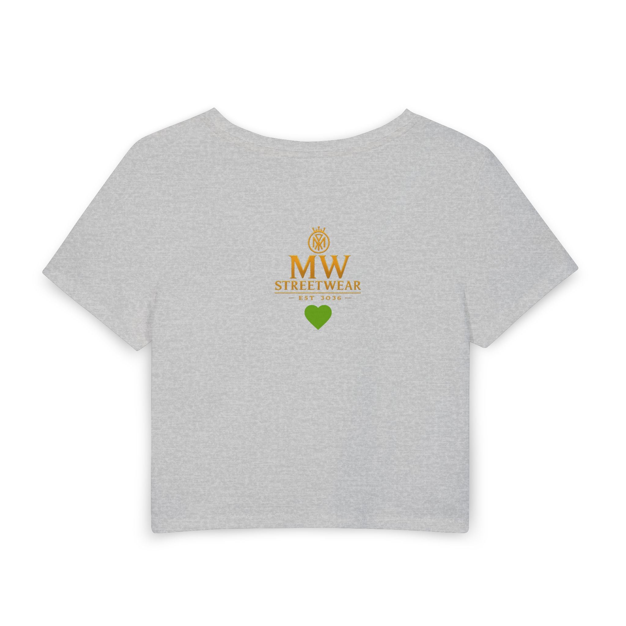 MW Streetwear Women's Baby Tee — Gold Crown Logo Cropped Graphic Tee