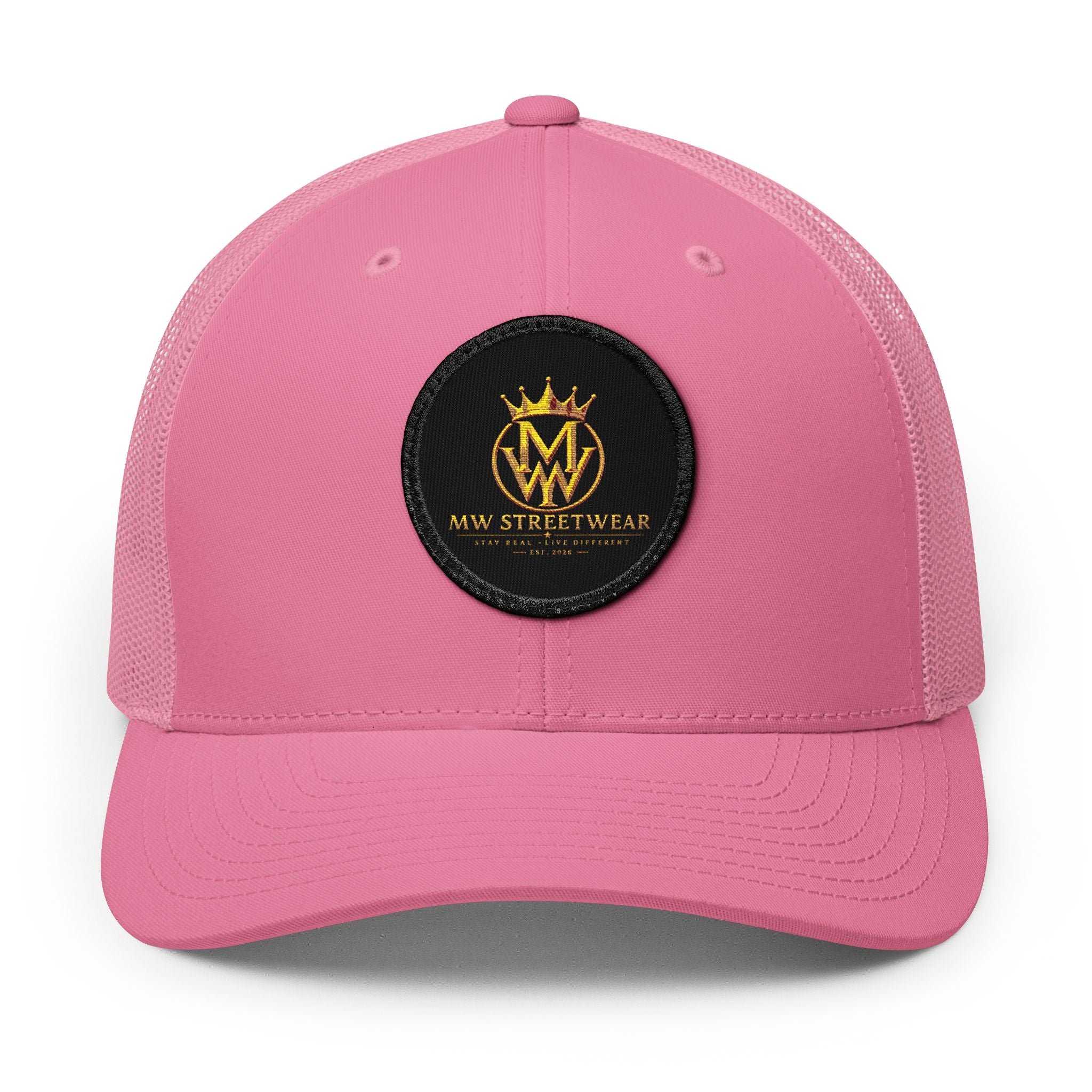 Embroidered Trucker Cap — Gold Crown Patch Snapback