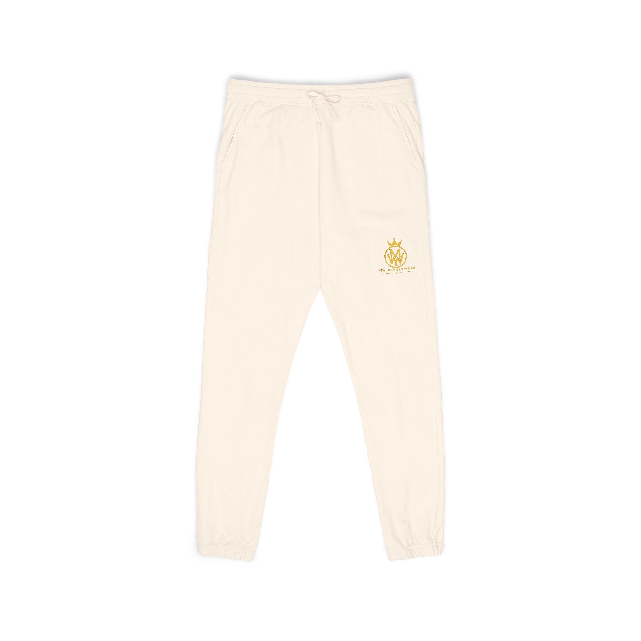 Ember Crest Sweatpants — Garment-Dyed Fleece Joggers with Sun Emblem