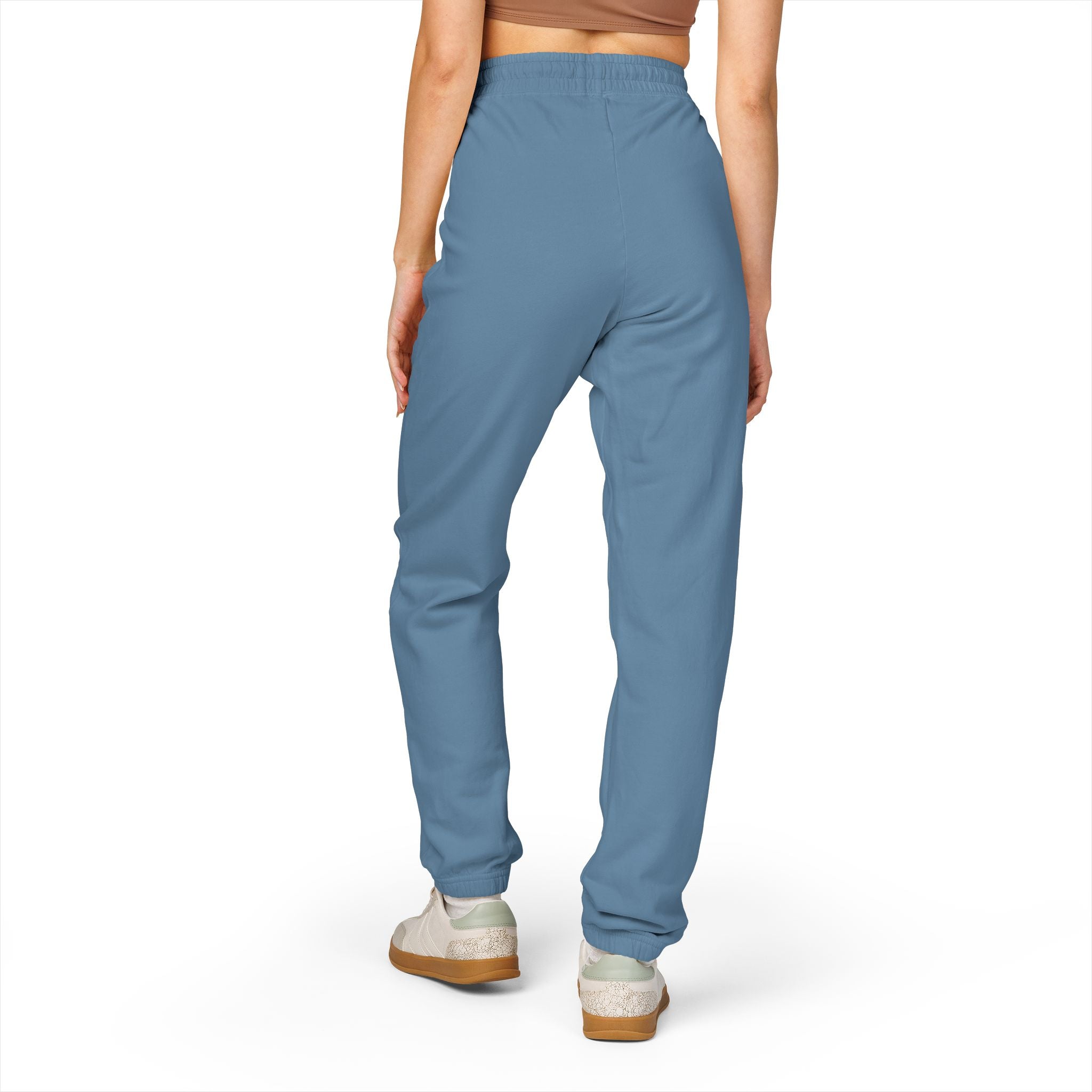 Ember Crest Sweatpants — Garment-Dyed Fleece Joggers with Sun Emblem
