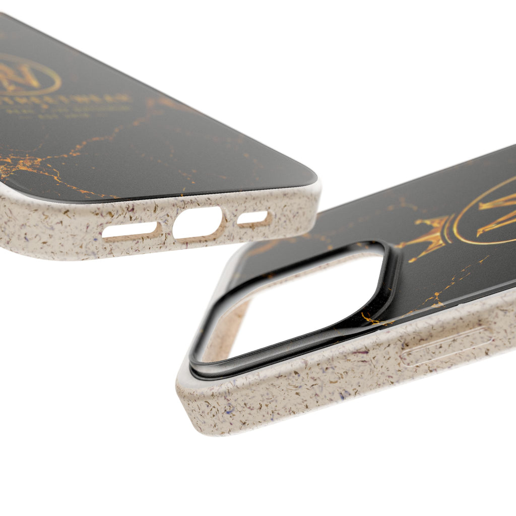 Biodegradable Phone Case — Black Marble MW Streetwear Logo, Eco-Friendly Protective Cover