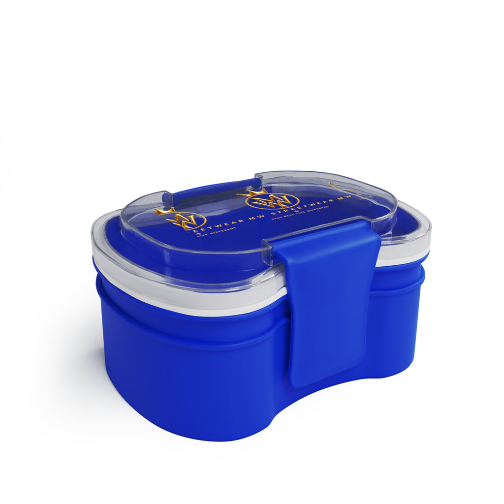 Blue Two-Tier Bento Box Lunch Container with MW Streetwear Logo
