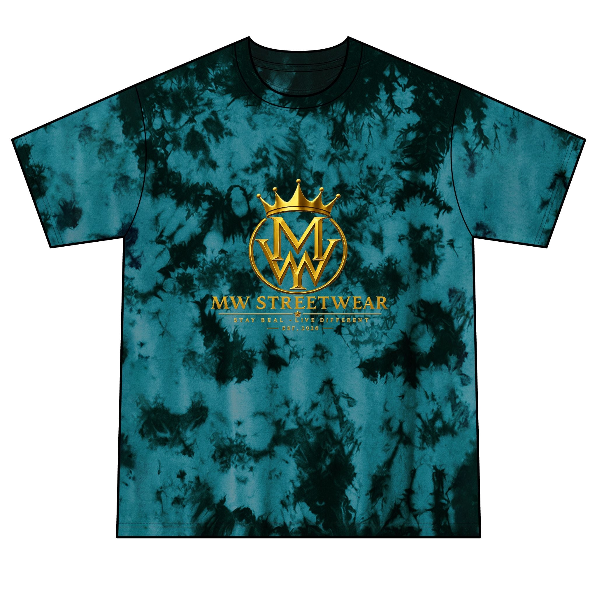 Tie-Dye Tee — MW Streetwear Gold Logo Crystal Tie-Dye T-Shirt
