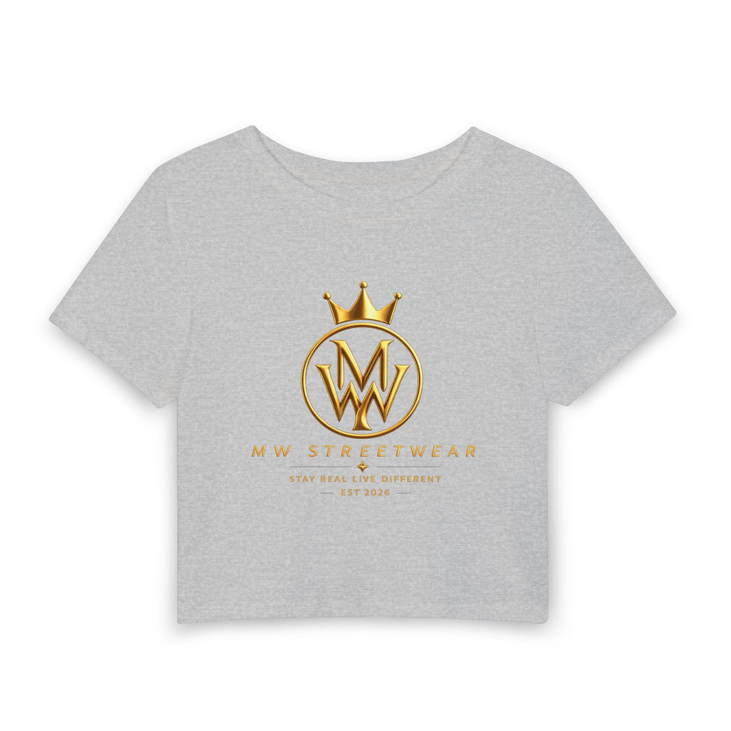 Women's Baby Tee — Gold Crown MW Streetwear Logo Crop Top