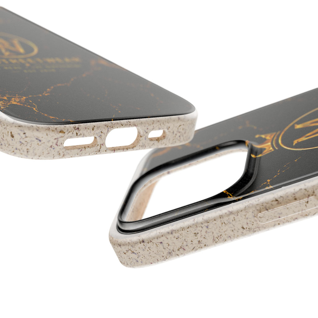 Biodegradable Phone Case — Black Marble MW Streetwear Logo, Eco-Friendly Protective Cover