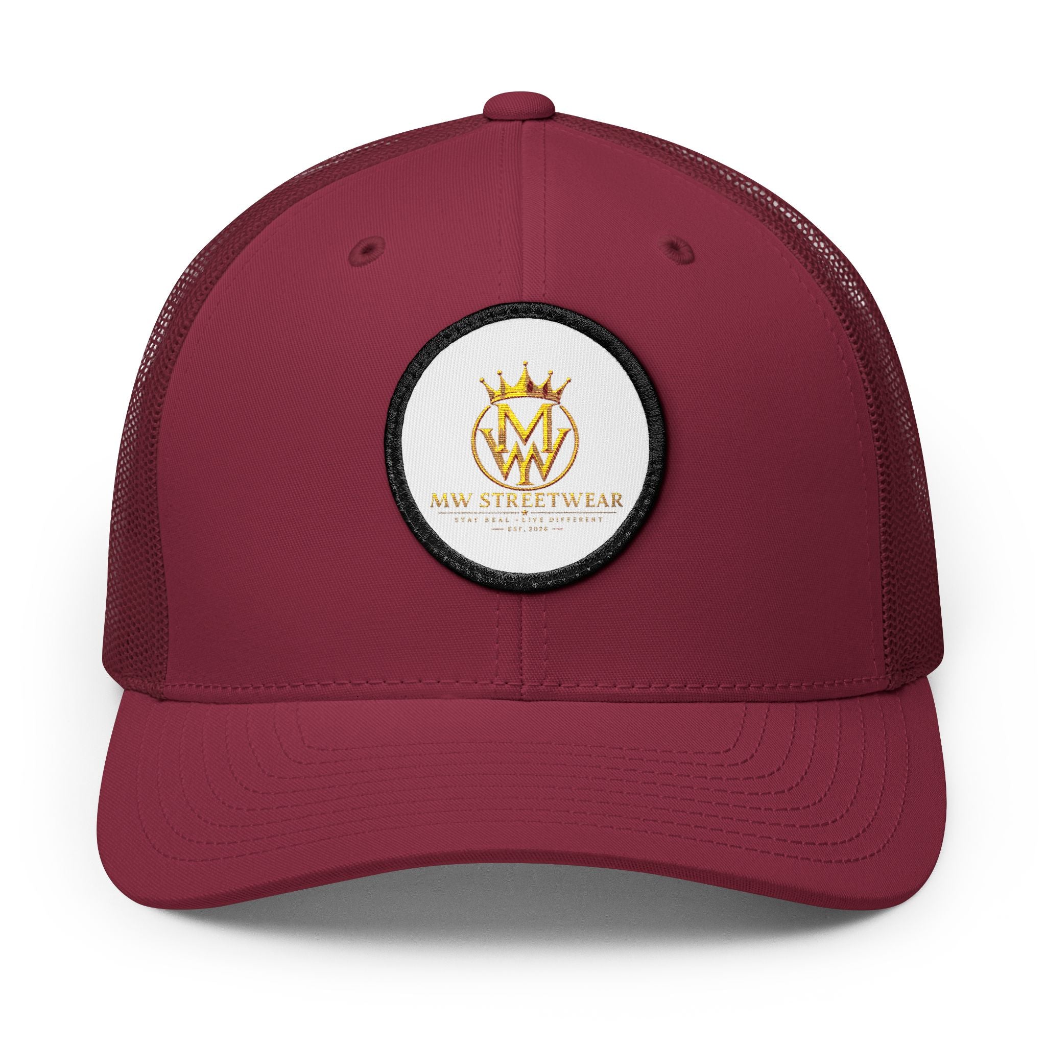 Embroidered Trucker Cap — Gold Crown Patch Snapback