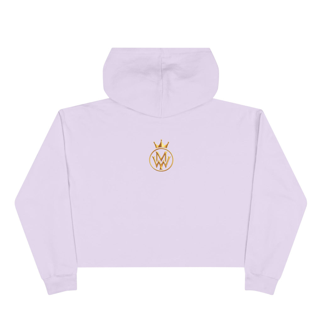 Cropped Hoodie — Minimal Gold Crown Logo with Green Heart