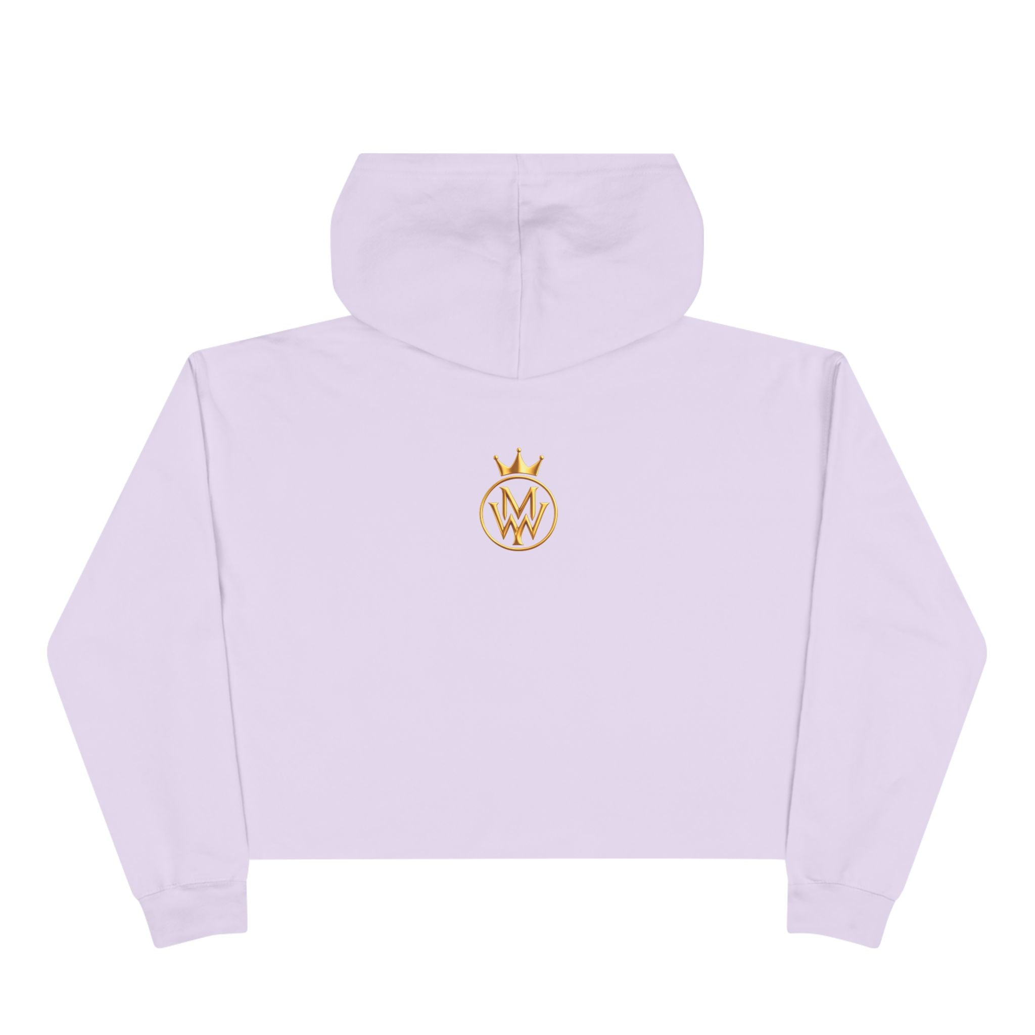 Cropped Hoodie — Minimal Gold Crown Logo with Green Heart