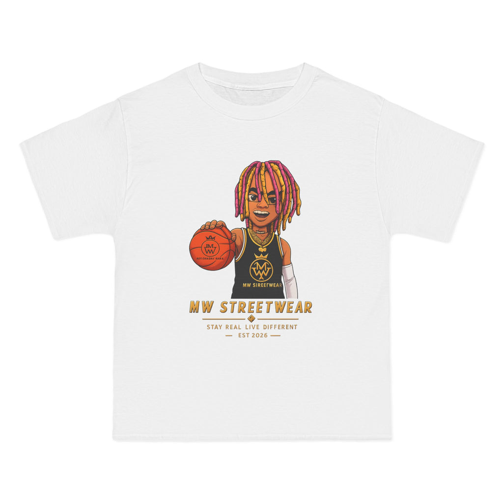 Streetwear Basketball Graphic T-Shirt — Colorful Dreadlock Player Design