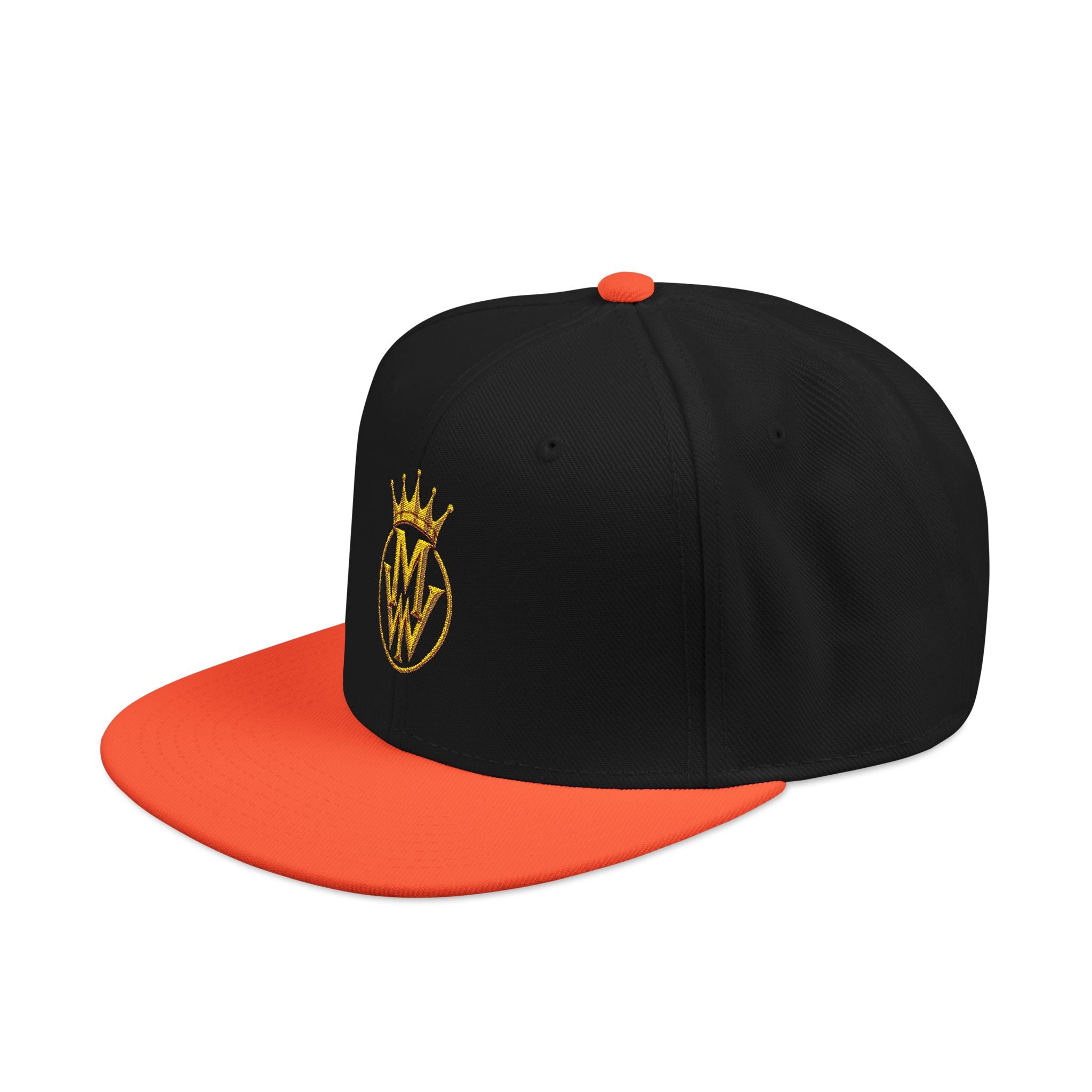 Embroidered Crown Logo Snapback Hat — Gold Stitch Streetwear Cap