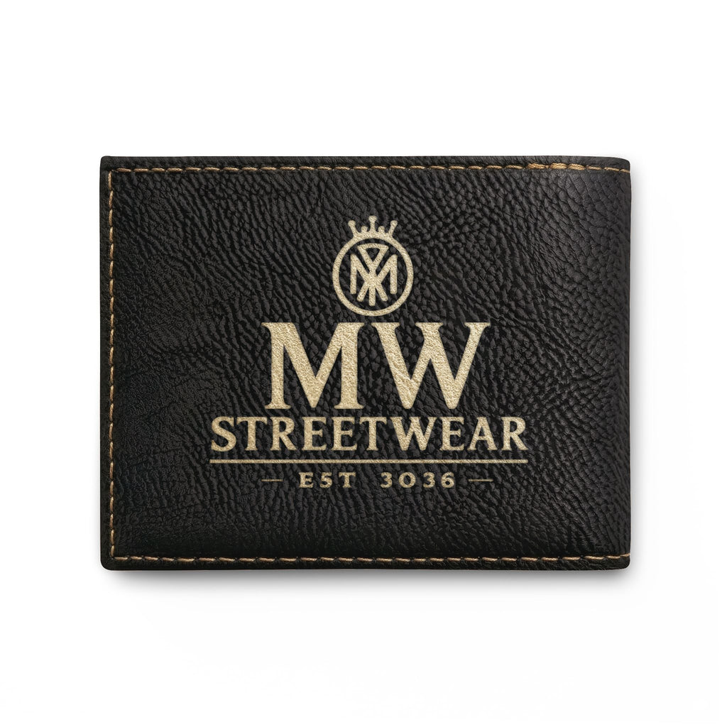 Leather Bi-Fold Wallet — MW Streetwear Logo RFID Card Holder