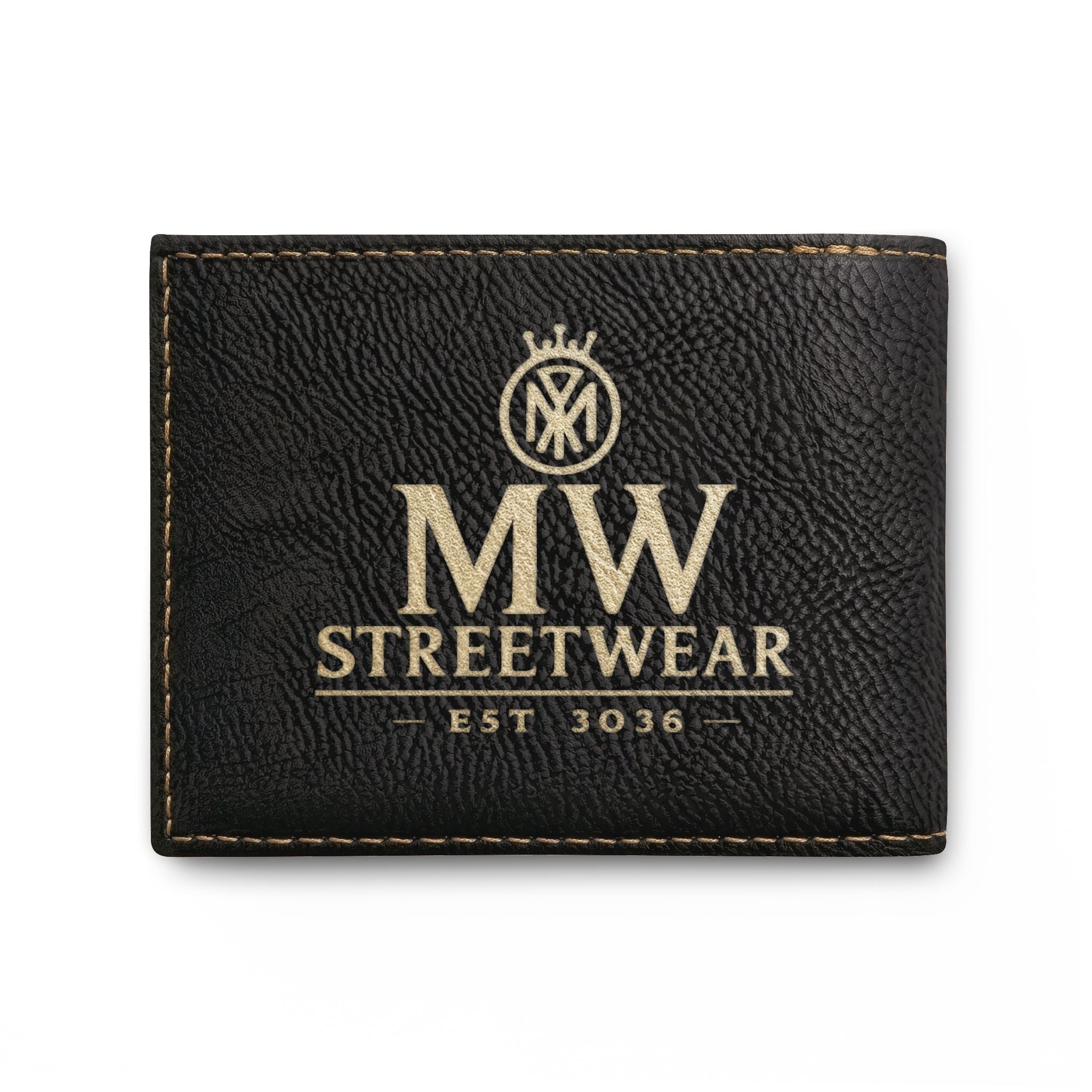 Leather Bi-Fold Wallet — MW Streetwear Logo RFID Card Holder