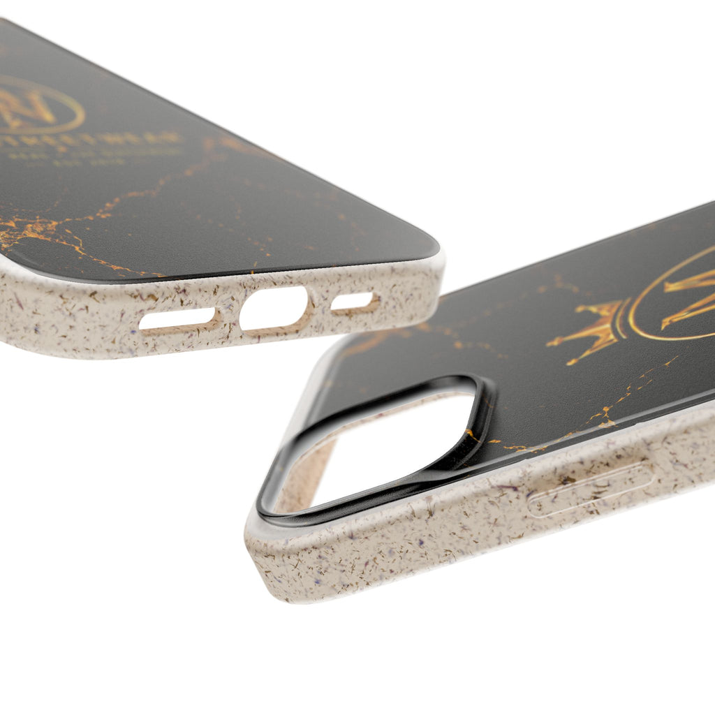 Biodegradable Phone Case — Black Marble MW Streetwear Logo, Eco-Friendly Protective Cover