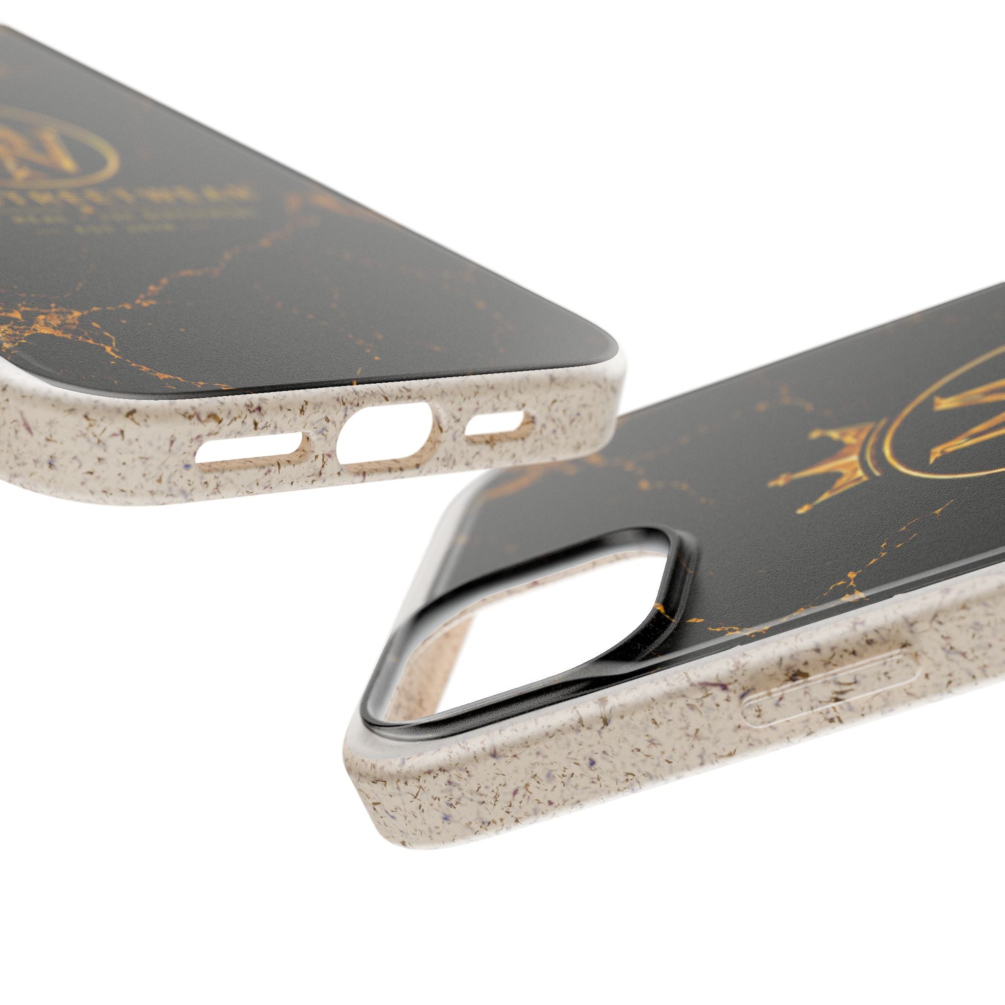 Biodegradable Phone Case — Black Marble MW Streetwear Logo, Eco-Friendly Protective Cover
