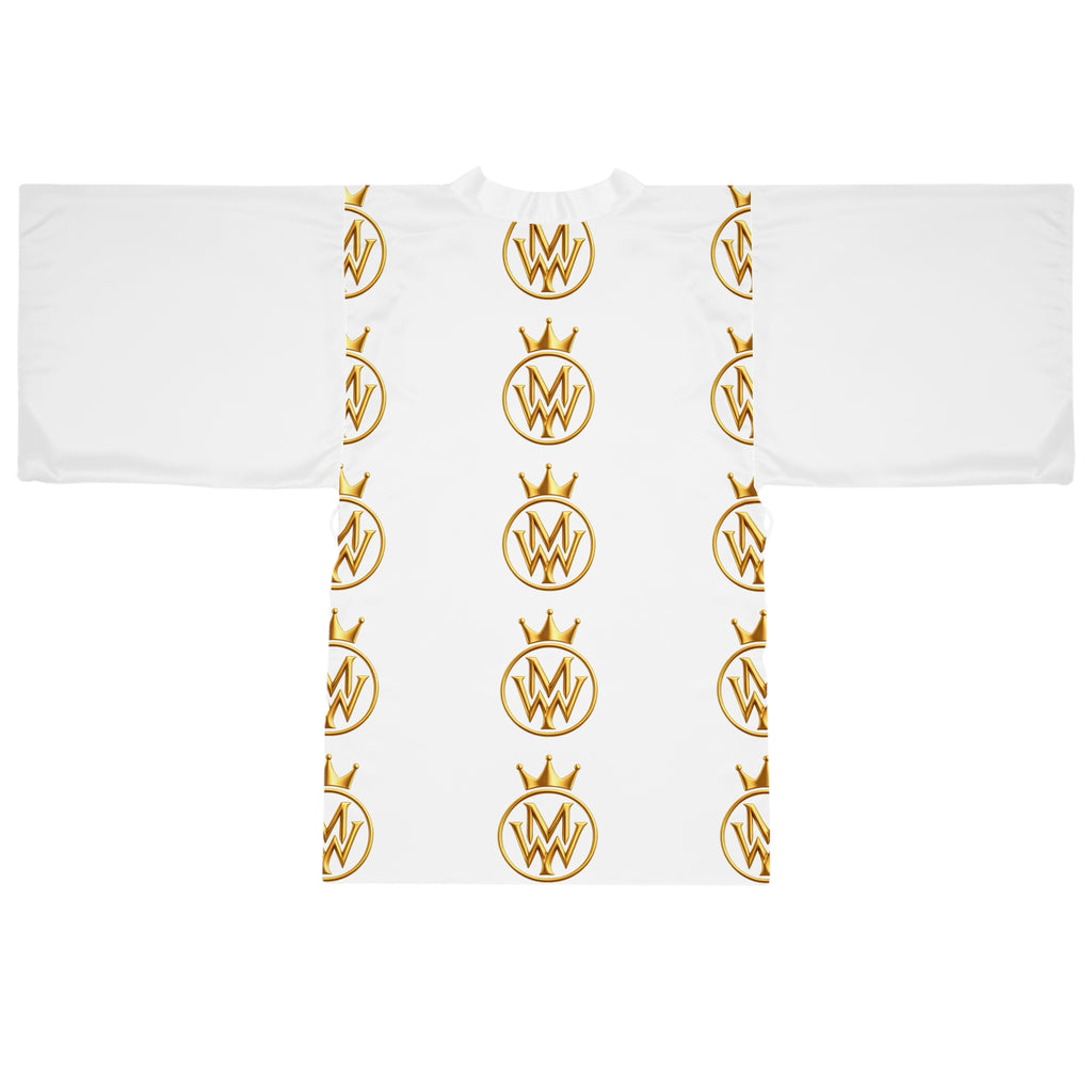 Gold Crown Monogram Kimono Robe — Luxury All-Over Print Relaxed Robe