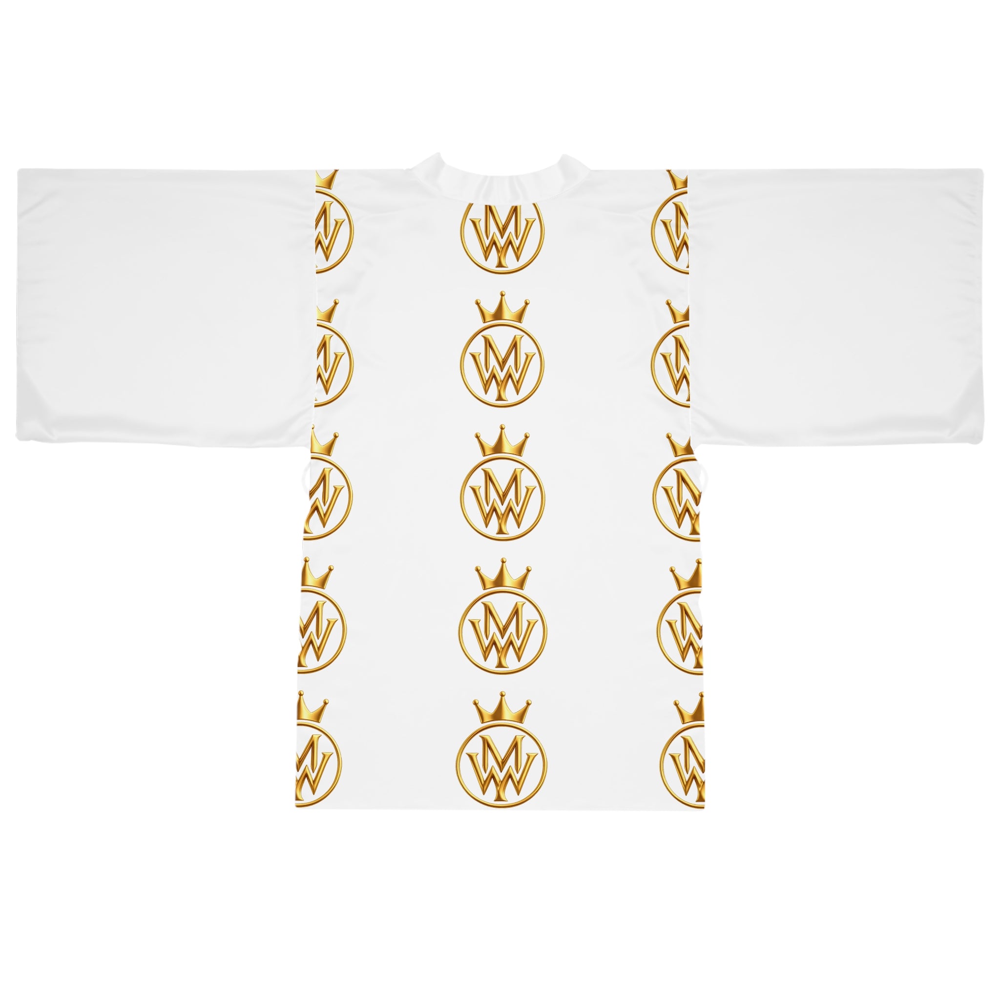 Gold Crown Monogram Kimono Robe — Luxury All-Over Print Relaxed Robe