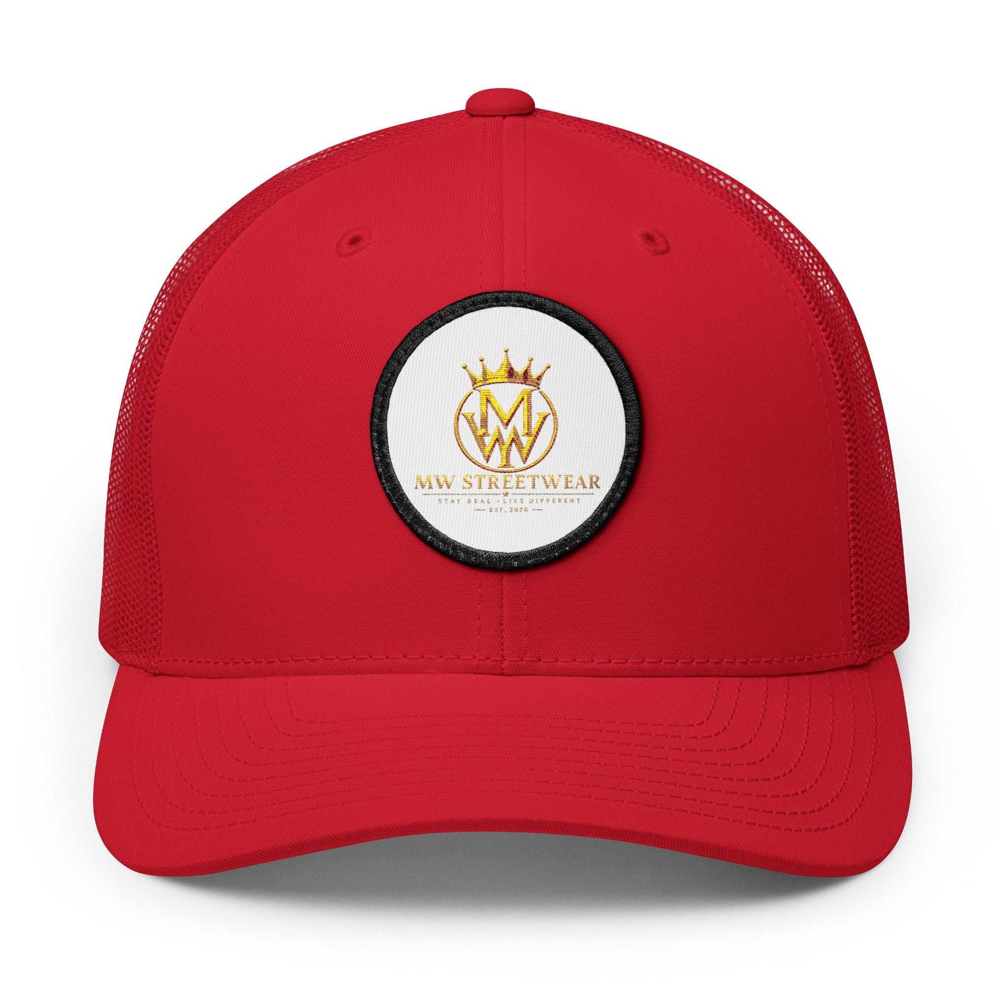 Embroidered Trucker Cap — Gold Crown Patch Snapback