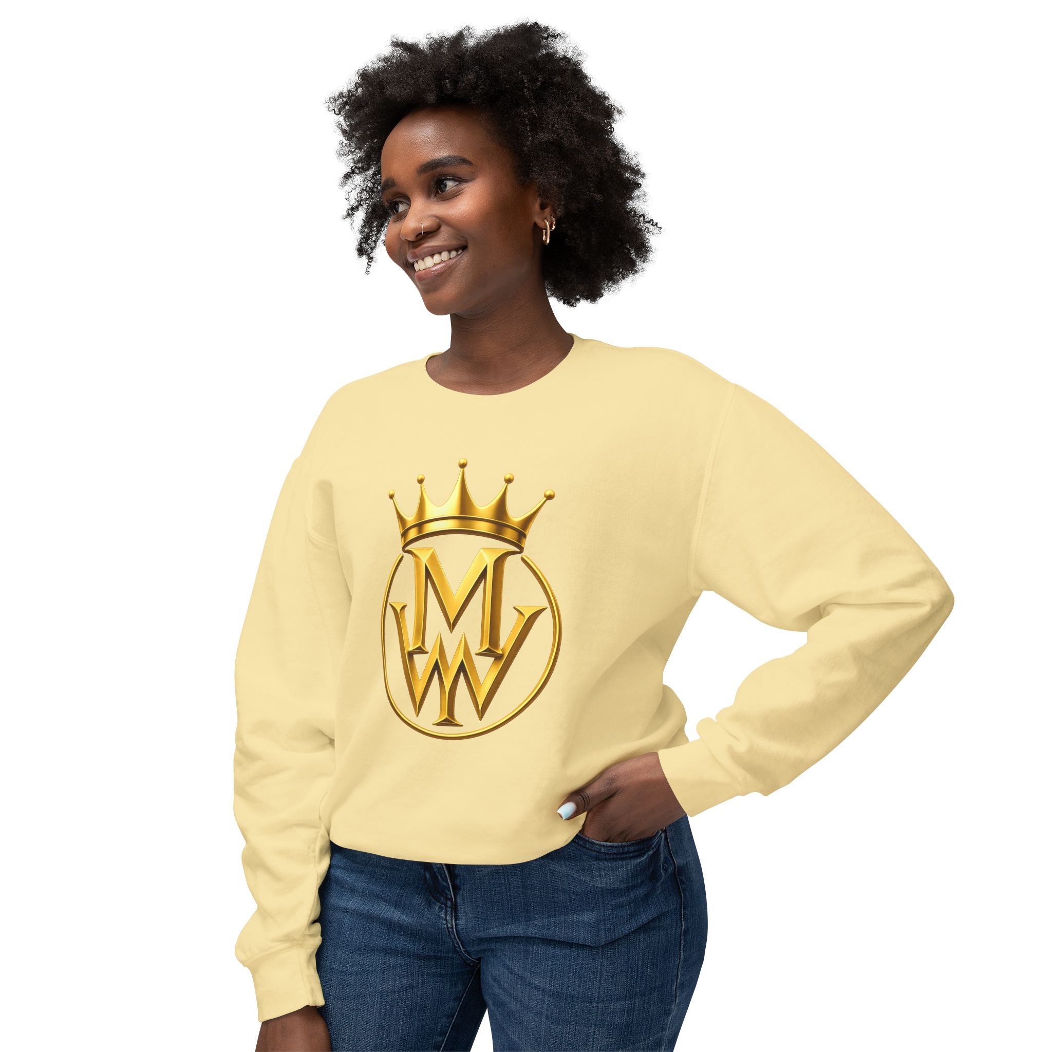 Gold Crown MW Logo Crewneck Sweatshirt — Luxury Monogram Streetwear