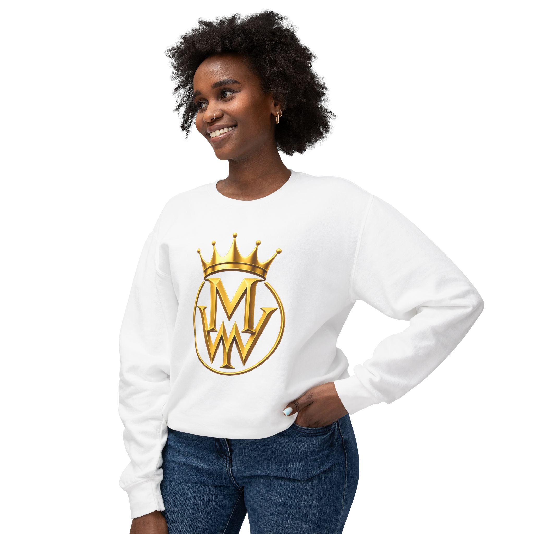 Gold Crown MW Logo Crewneck Sweatshirt — Luxury Monogram Streetwear