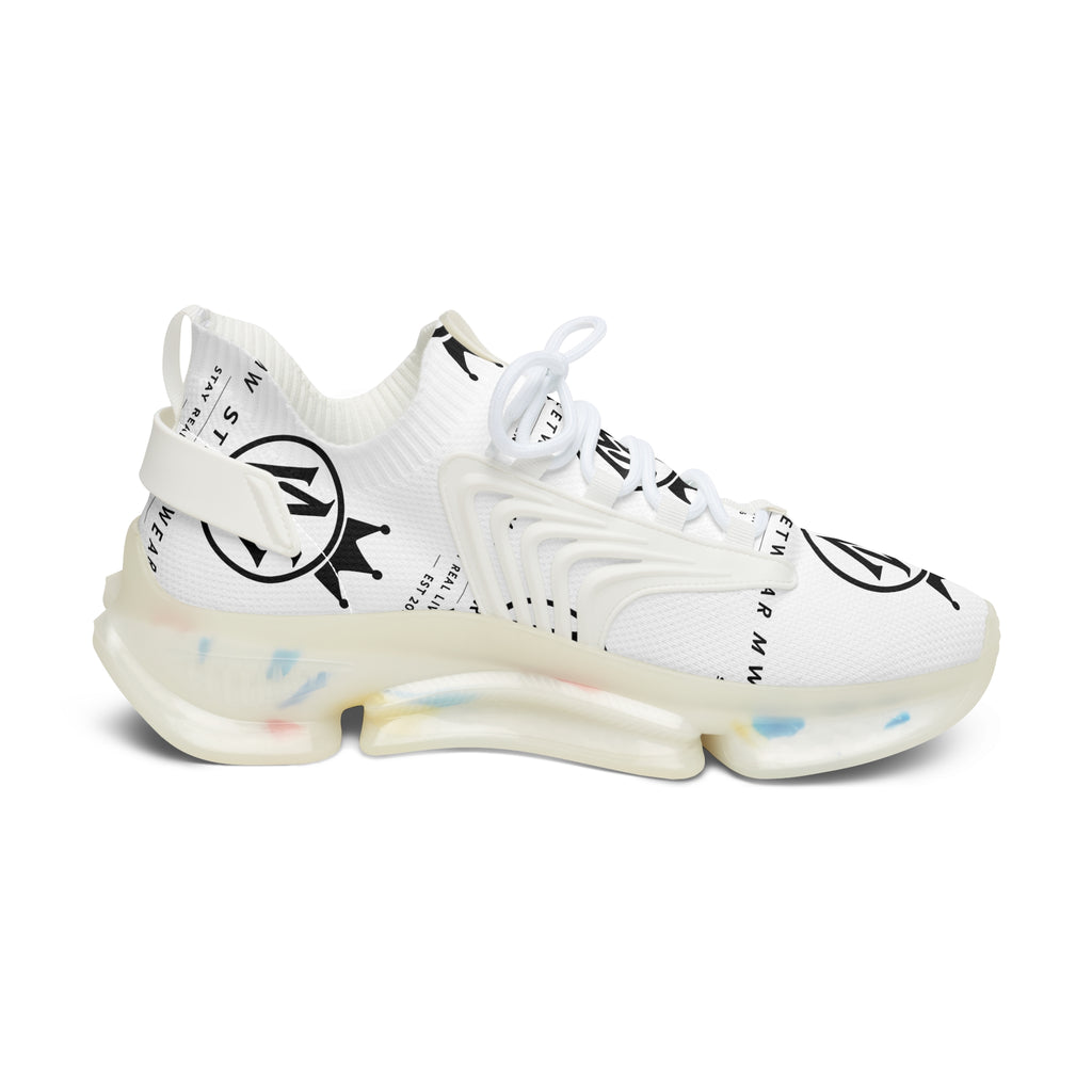 White Mesh Streetwear Sneakers – Women's Lightweight Logo Trainers