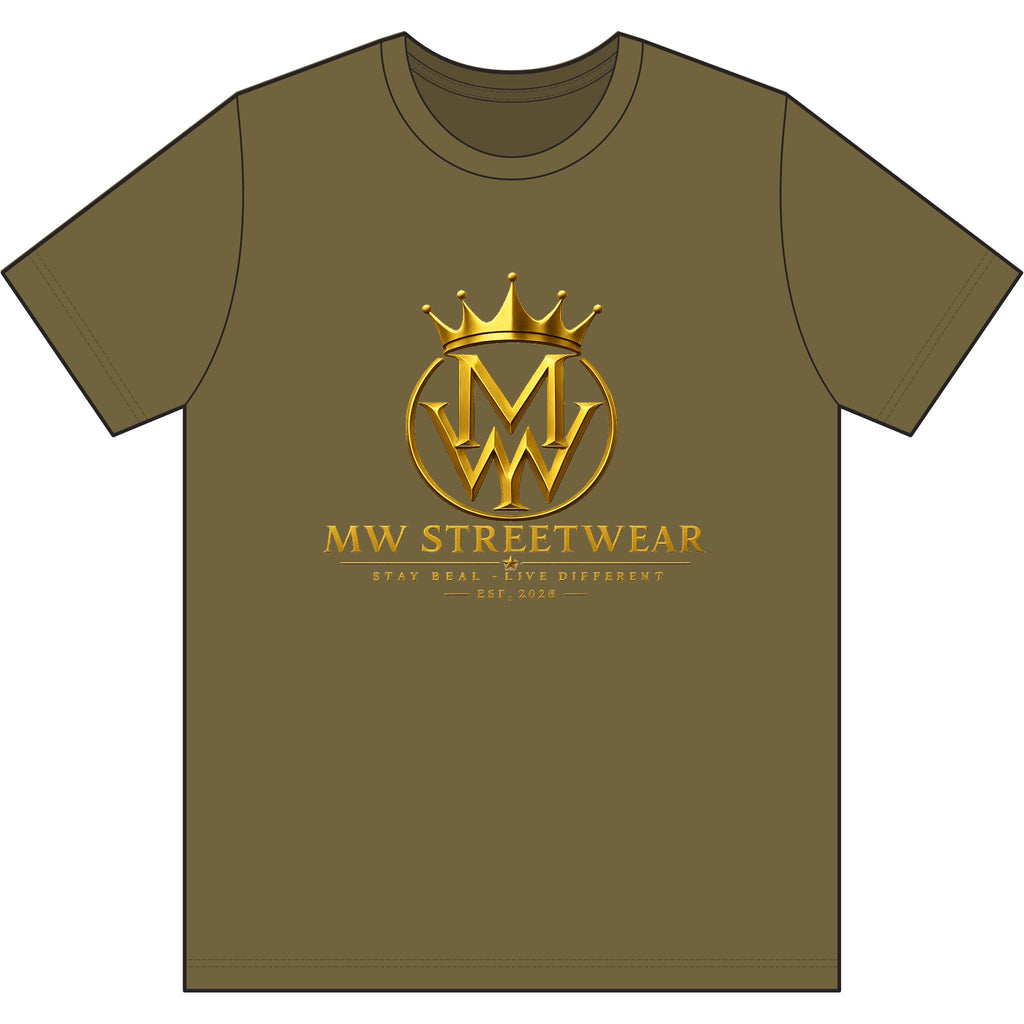 MW Streetwear Logo Tee — Gold Crown Urban Graphic T-Shirt