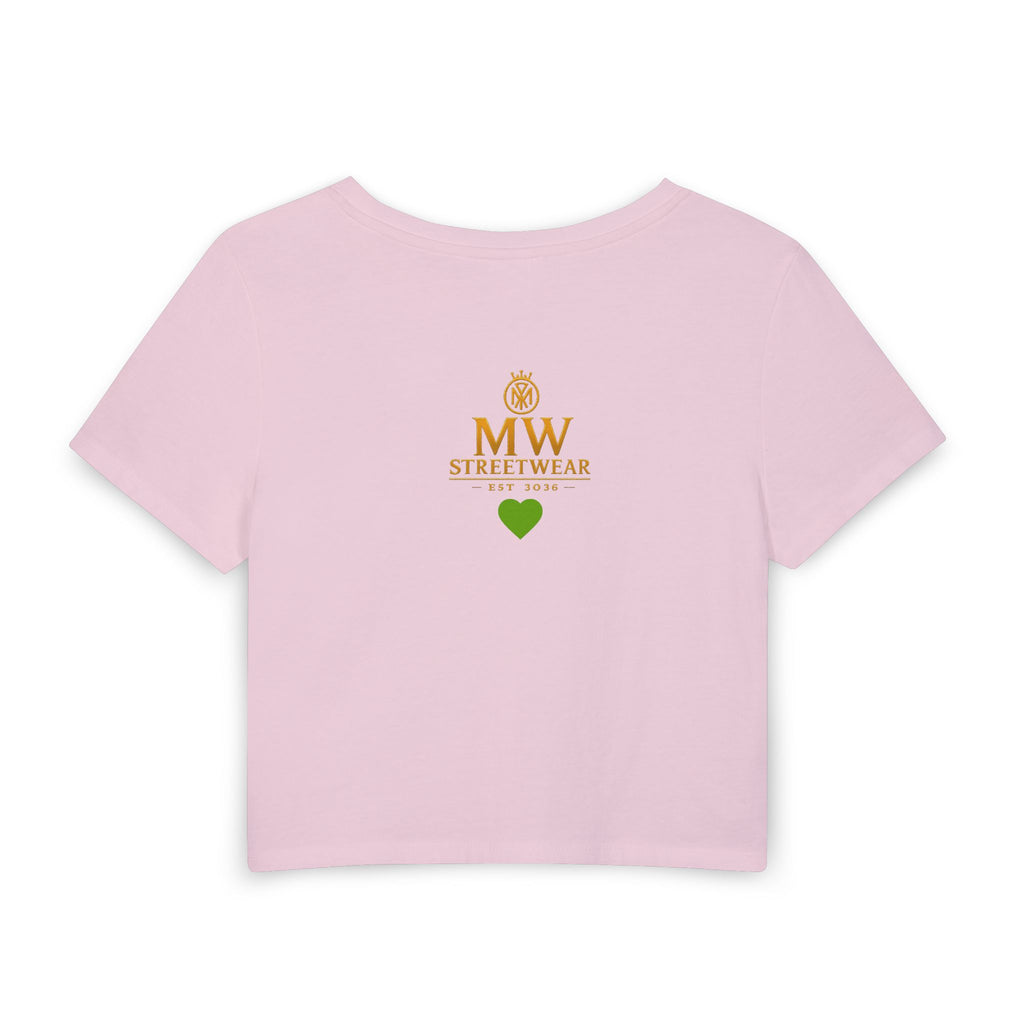 MW Streetwear Women's Baby Tee — Gold Crown Logo Cropped Graphic Tee