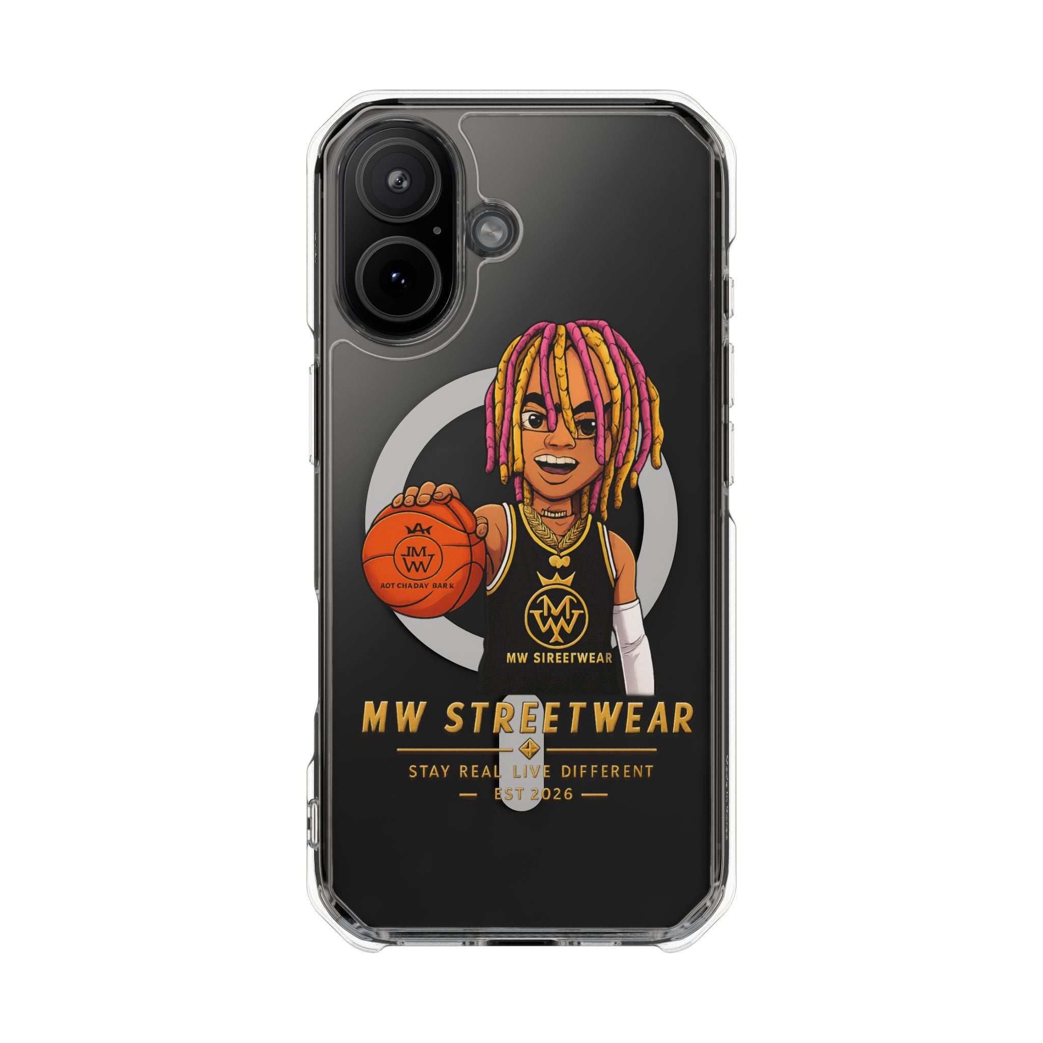 Clear Magnetic Phone Case — MW Streetwear Basketball Character Design