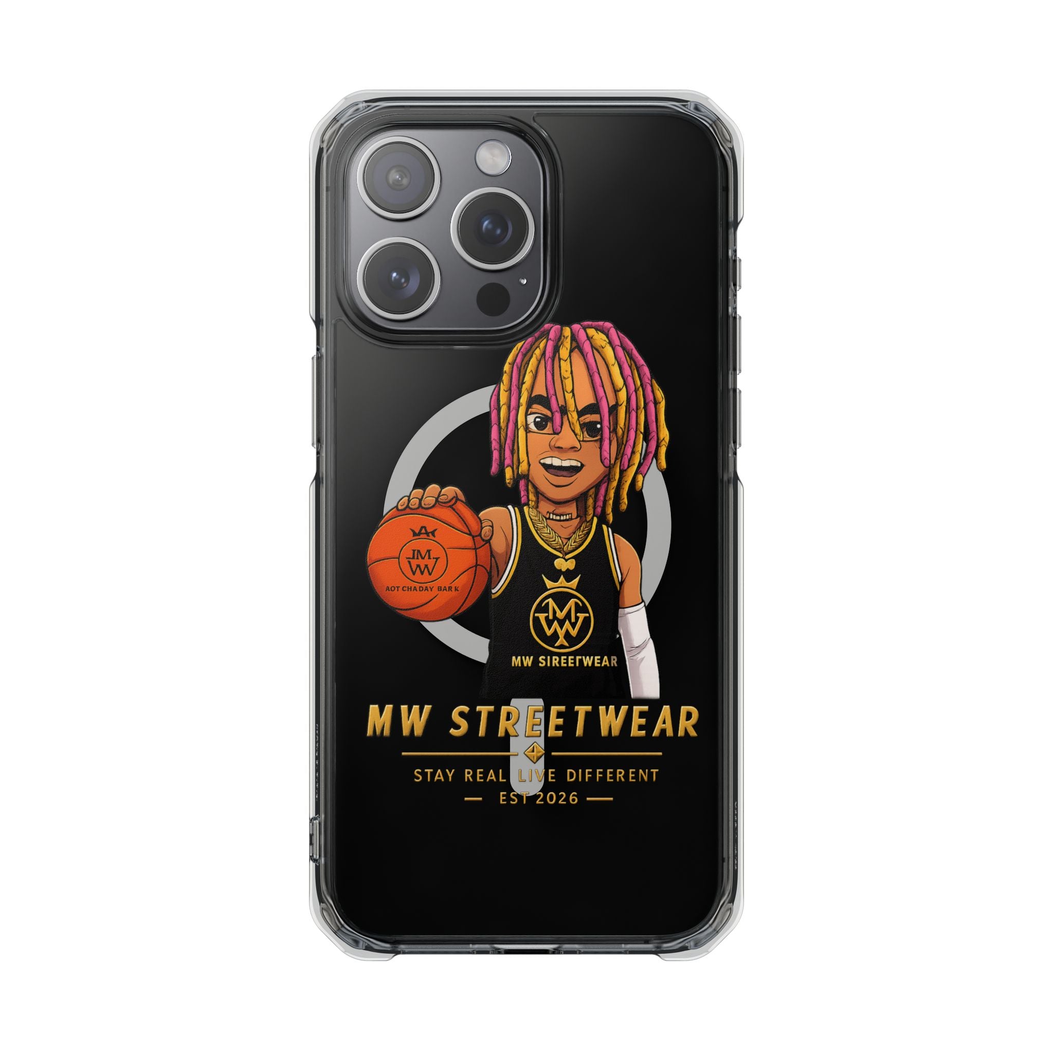 Clear Magnetic Phone Case — MW Streetwear Basketball Character Design
