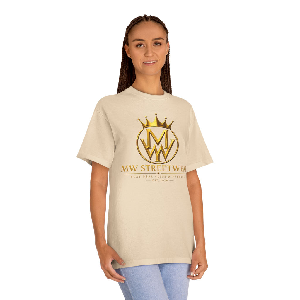 MW Streetwear Logo Tee — Gold Crown Graphic Classic T‑Shirt
