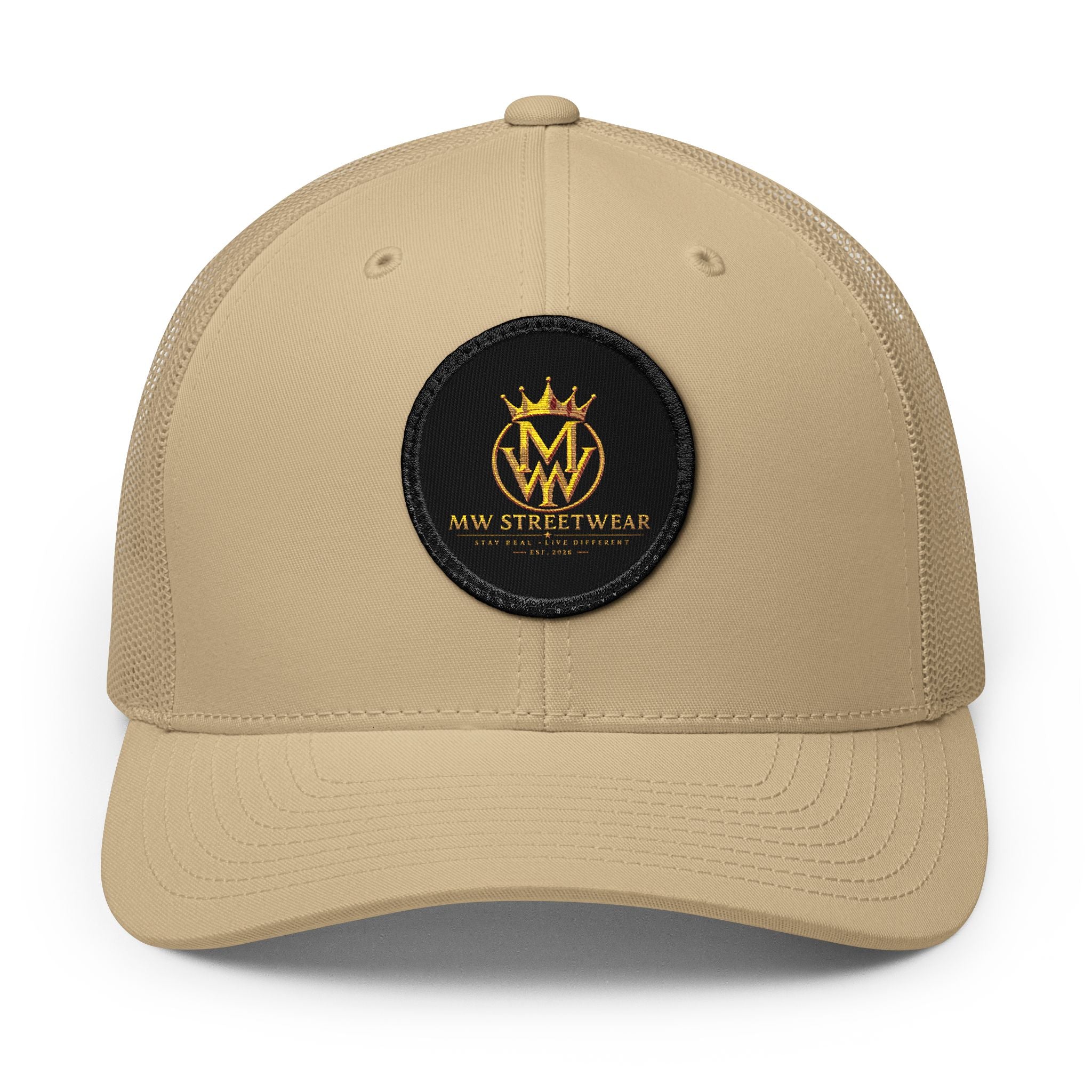 Embroidered Trucker Cap — Gold Crown Patch Snapback