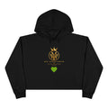 Cropped Hoodie — Minimal Gold Crown Logo with Green Heart