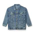 Women's Denim Jacket with Gold Crown Logo — Casual Chic Embroidered Jean Jacket