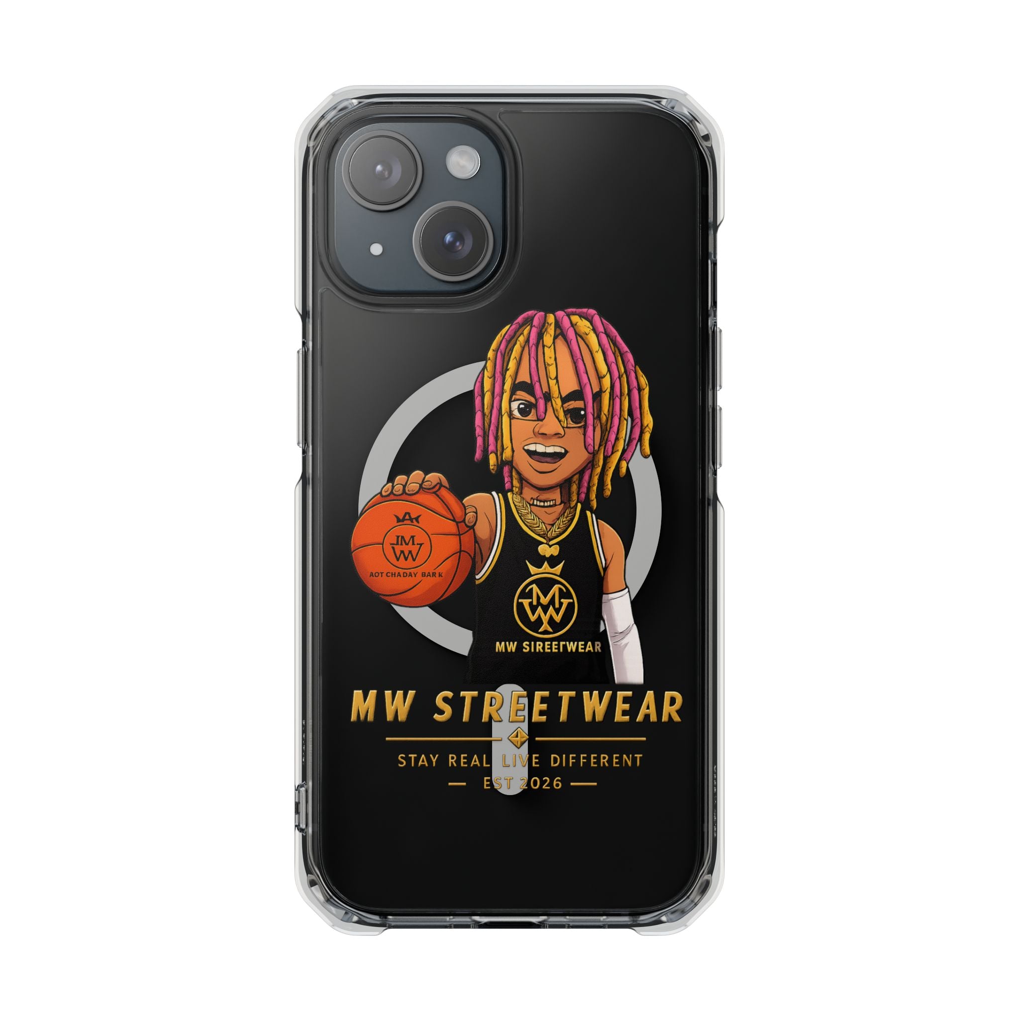 Clear Magnetic Phone Case — MW Streetwear Basketball Character Design