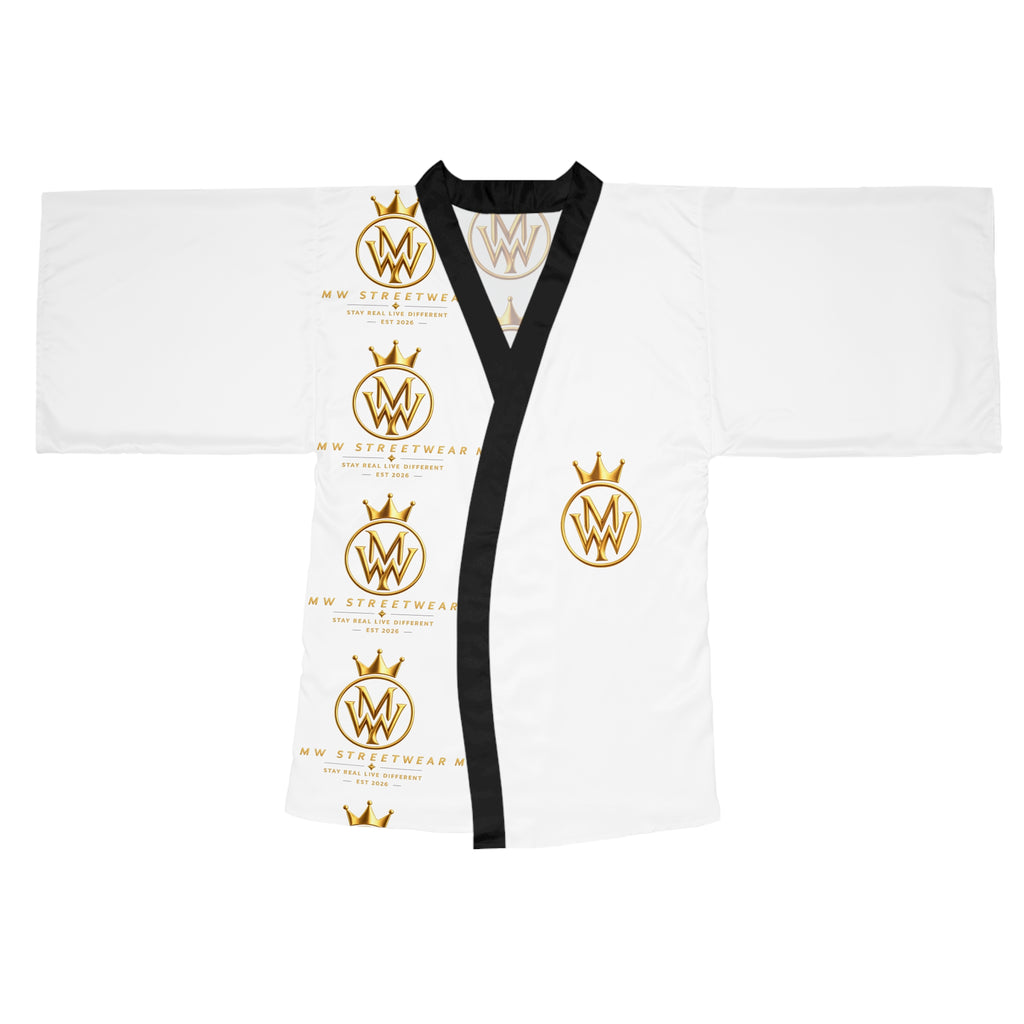 Gold Crown Monogram Kimono Robe — Luxury All-Over Print Relaxed Robe