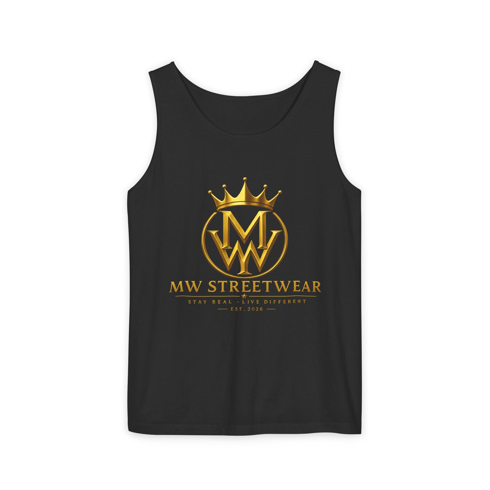 MW Streetwear Gold Crown Tank Top — Logo Graphic Tank