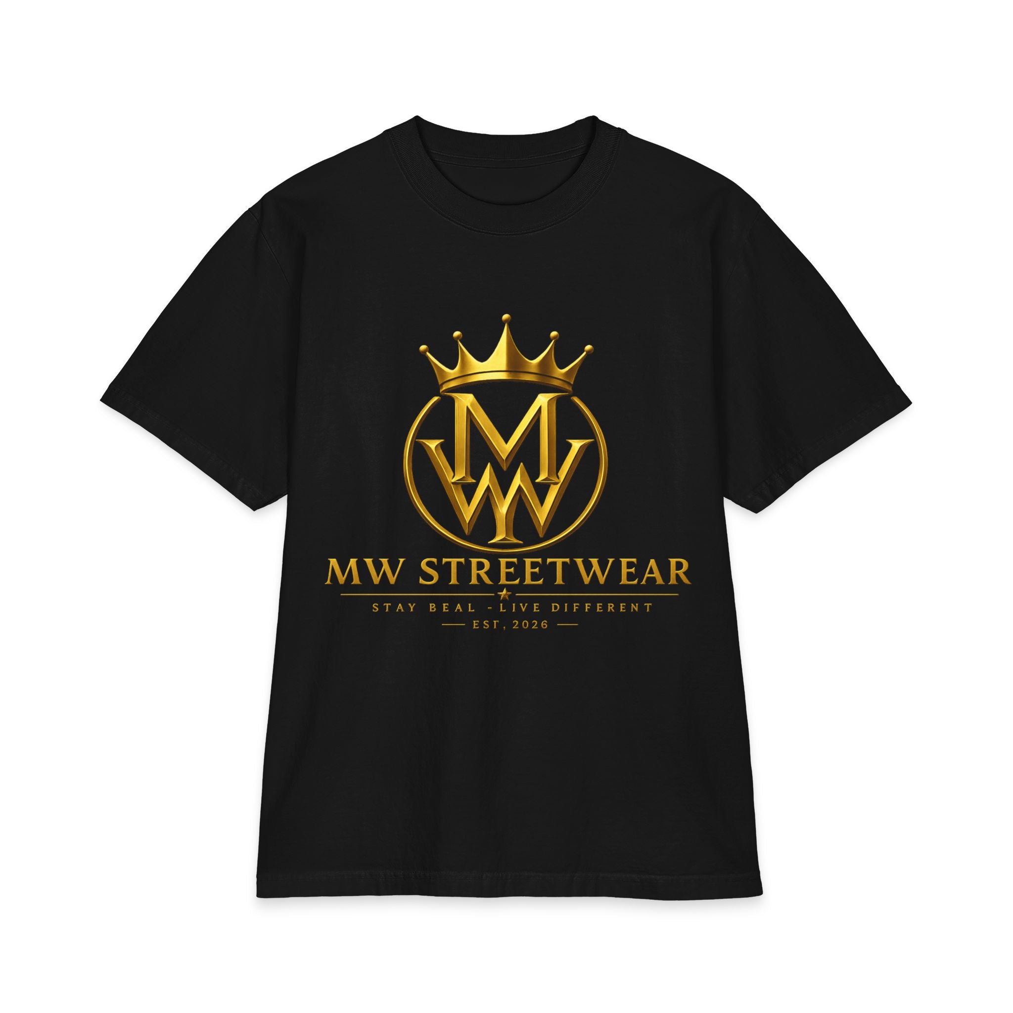 MW Streetwear Gold Crown T-Shirt — Luxury Logo Graphic Tee