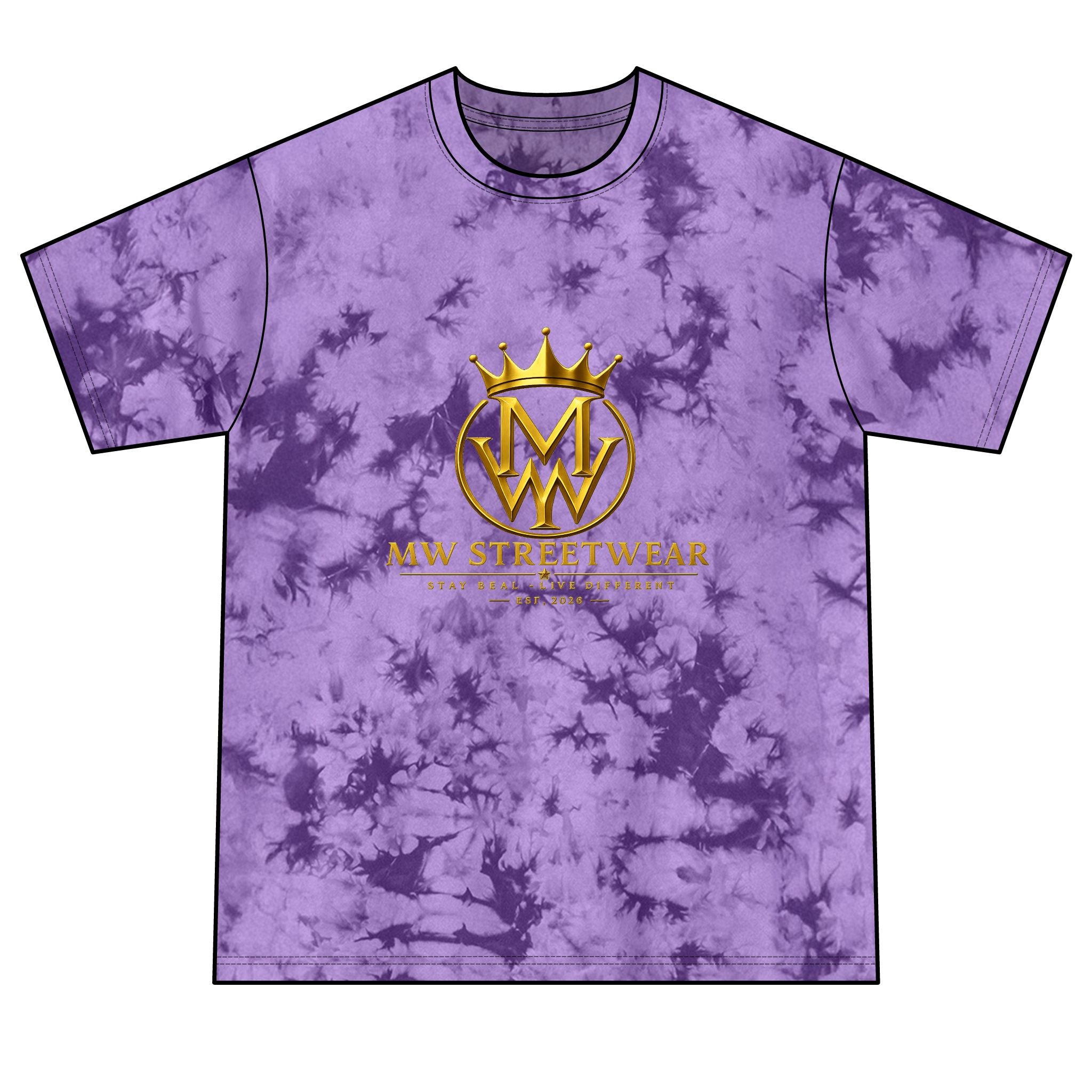 Tie-Dye Tee — MW Streetwear Gold Logo Crystal Tie-Dye T-Shirt