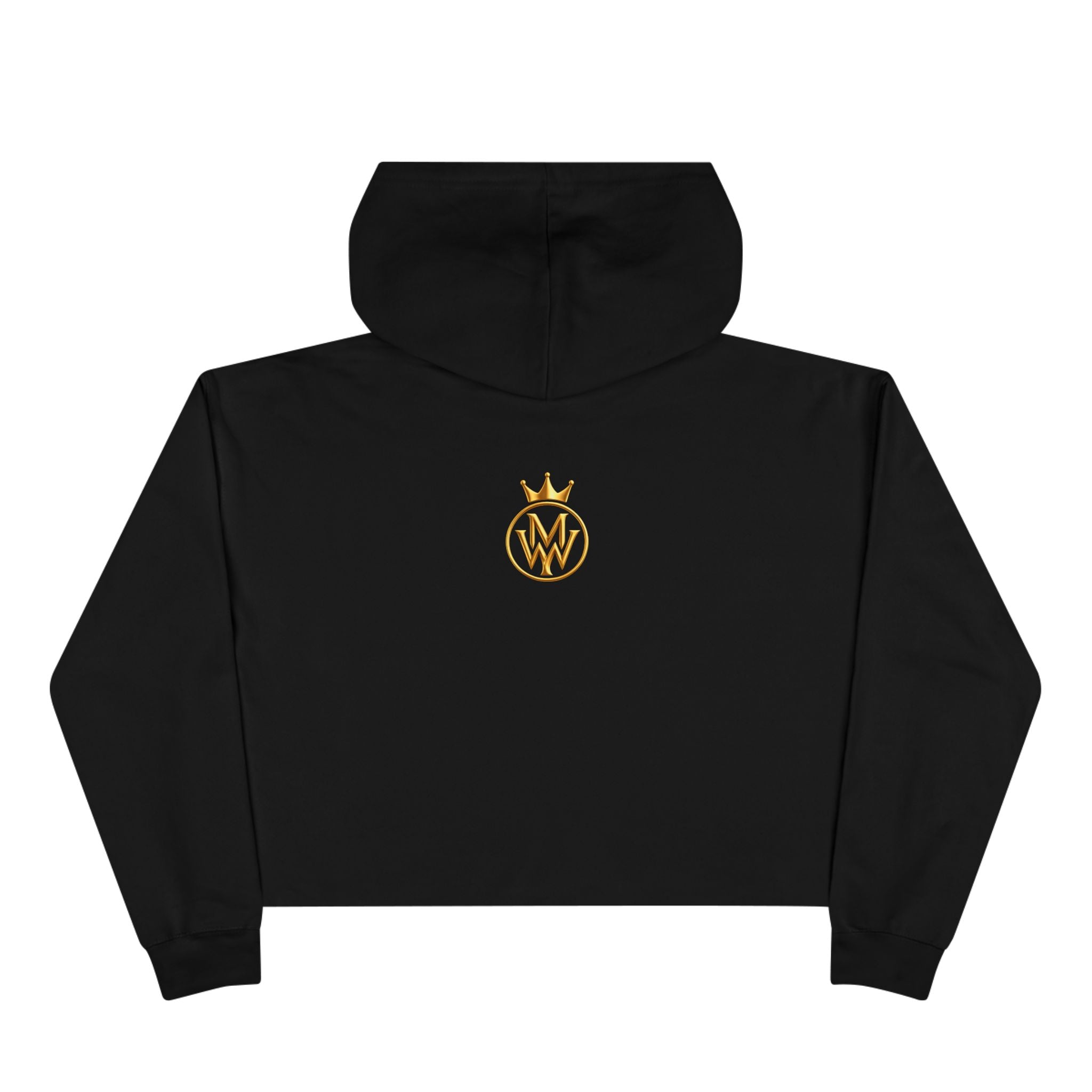 Cropped Hoodie — Minimal Gold Crown Logo with Green Heart