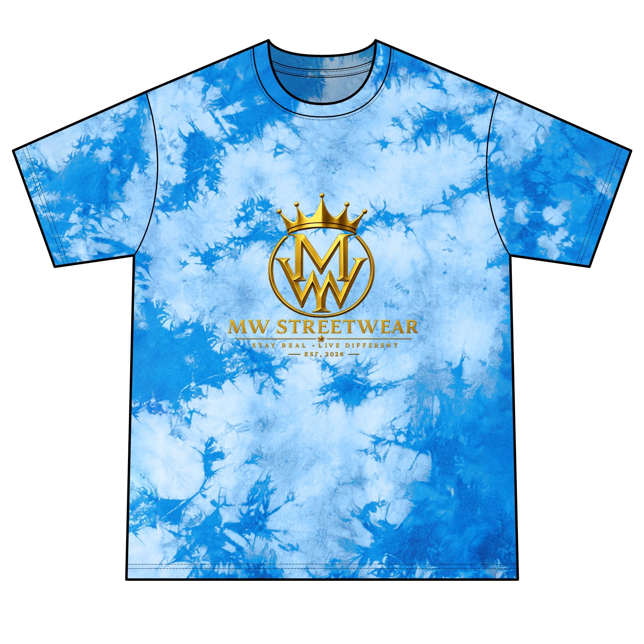 Tie-Dye Tee — MW Streetwear Gold Logo Crystal Tie-Dye T-Shirt