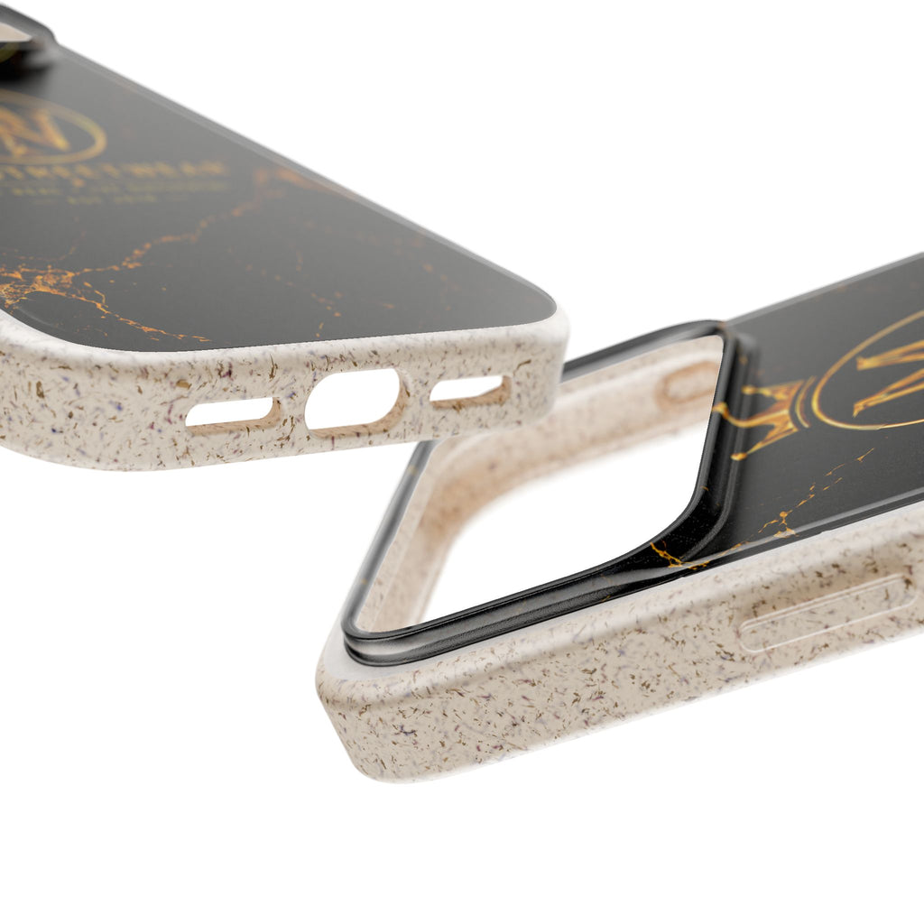 Biodegradable Phone Case — Black Marble MW Streetwear Logo, Eco-Friendly Protective Cover