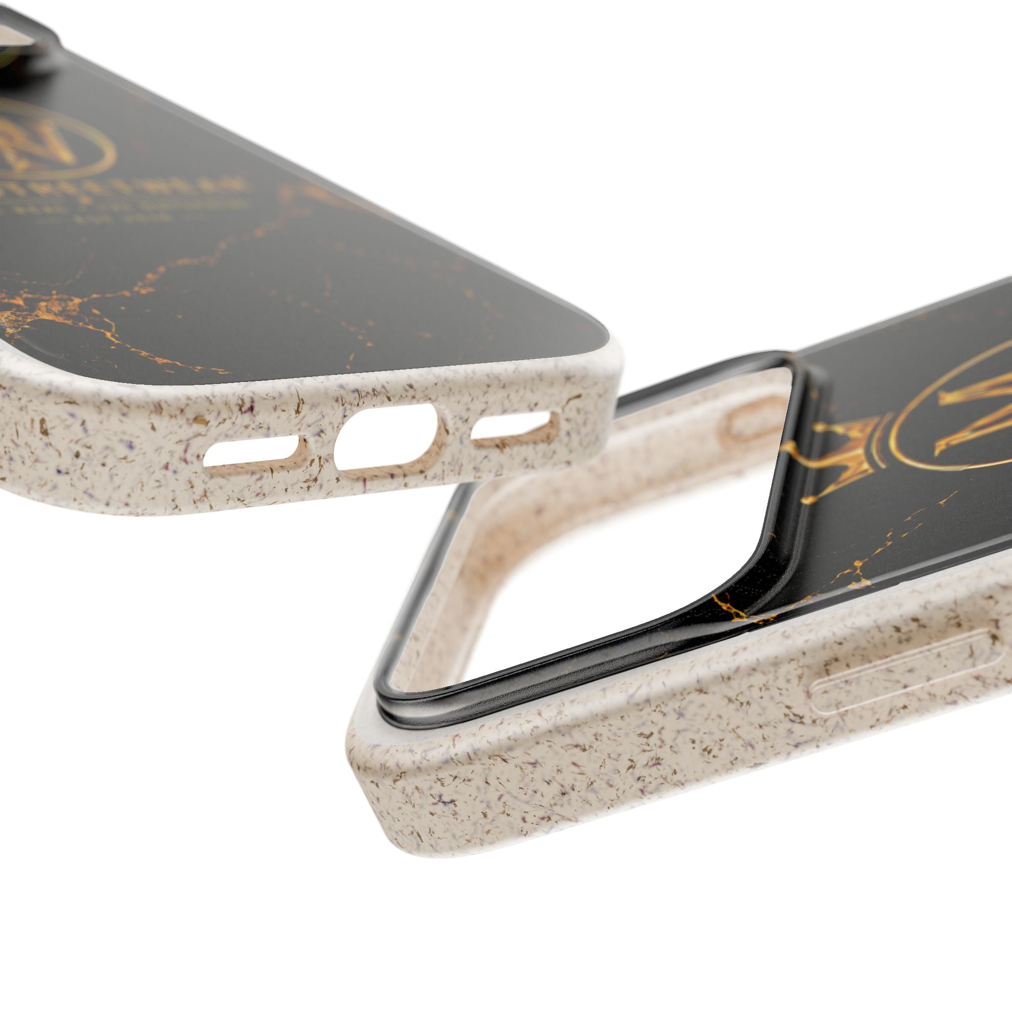 Biodegradable Phone Case — Black Marble MW Streetwear Logo, Eco-Friendly Protective Cover