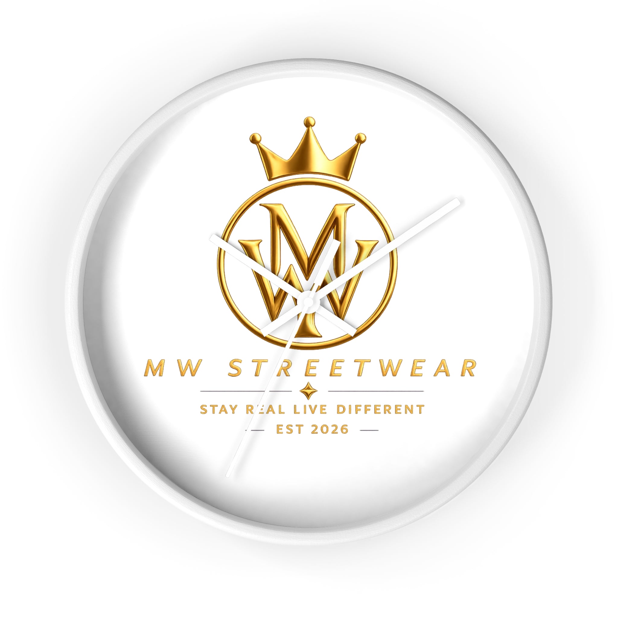 MW Streetwear Gold Logo Wall Clock — Modern Brand Accent Clock